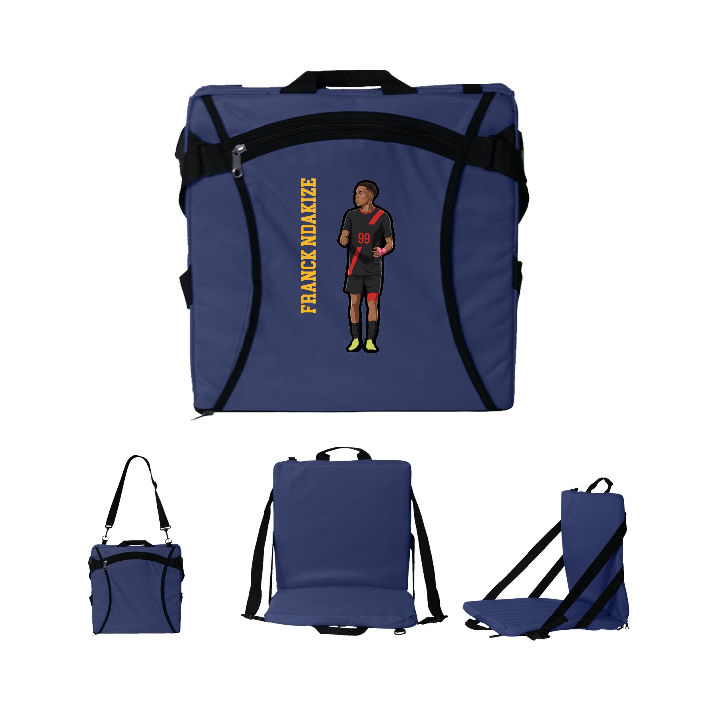Folding Stadium Seat — Name Vertical in Navy