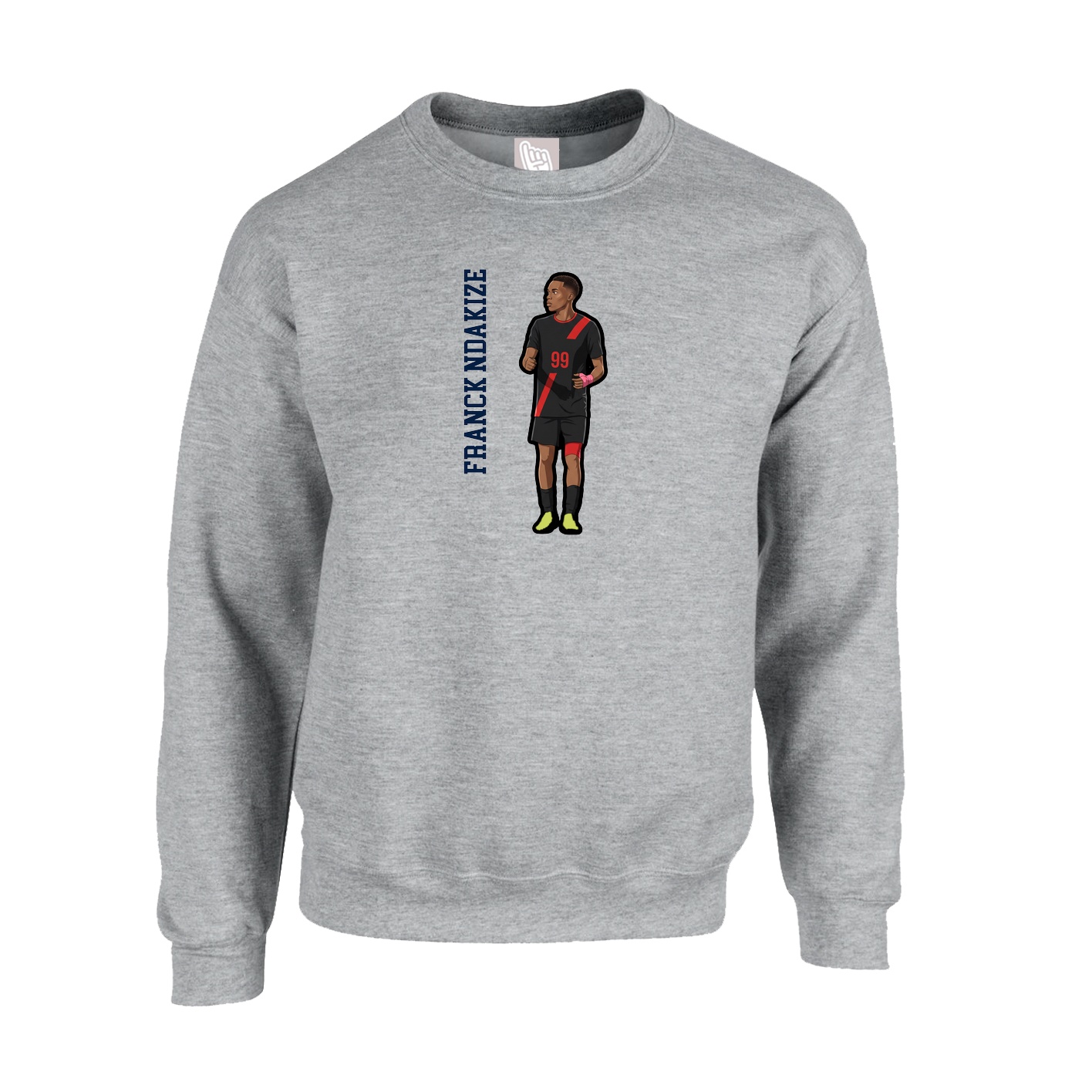 Fleece Crew — Name Vertical in Grey