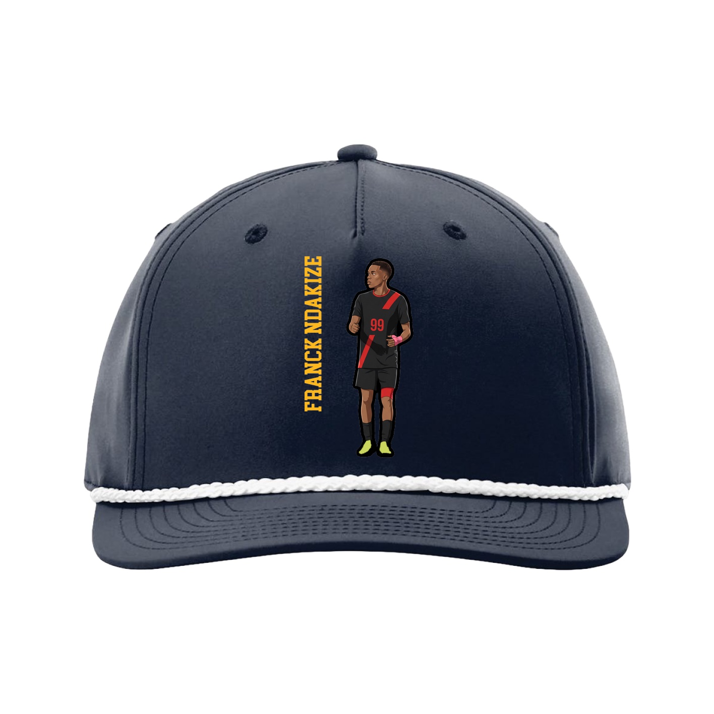 Five-Panel Classic Rope Cap — Name Vertical in Navy