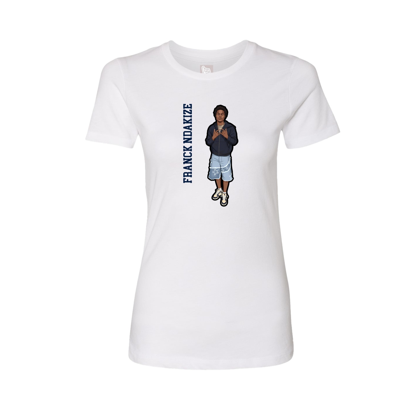 Womens Tee — Name Vertical in White