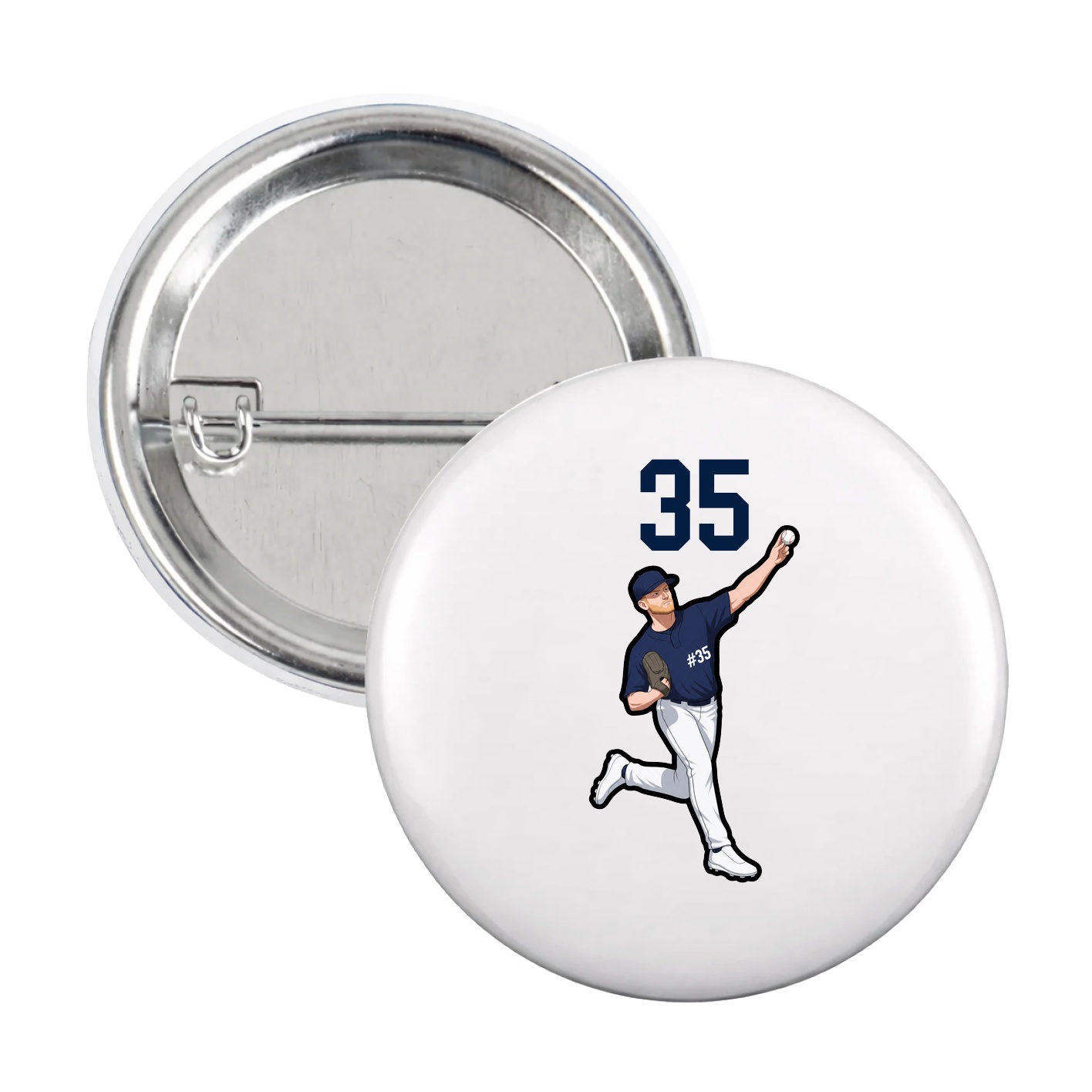 Game Day Button — Number Top in White