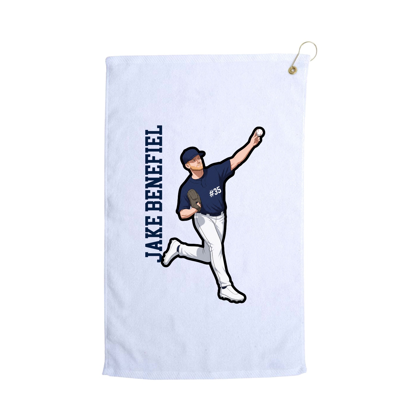 Golf Towel — Name Vertical in White