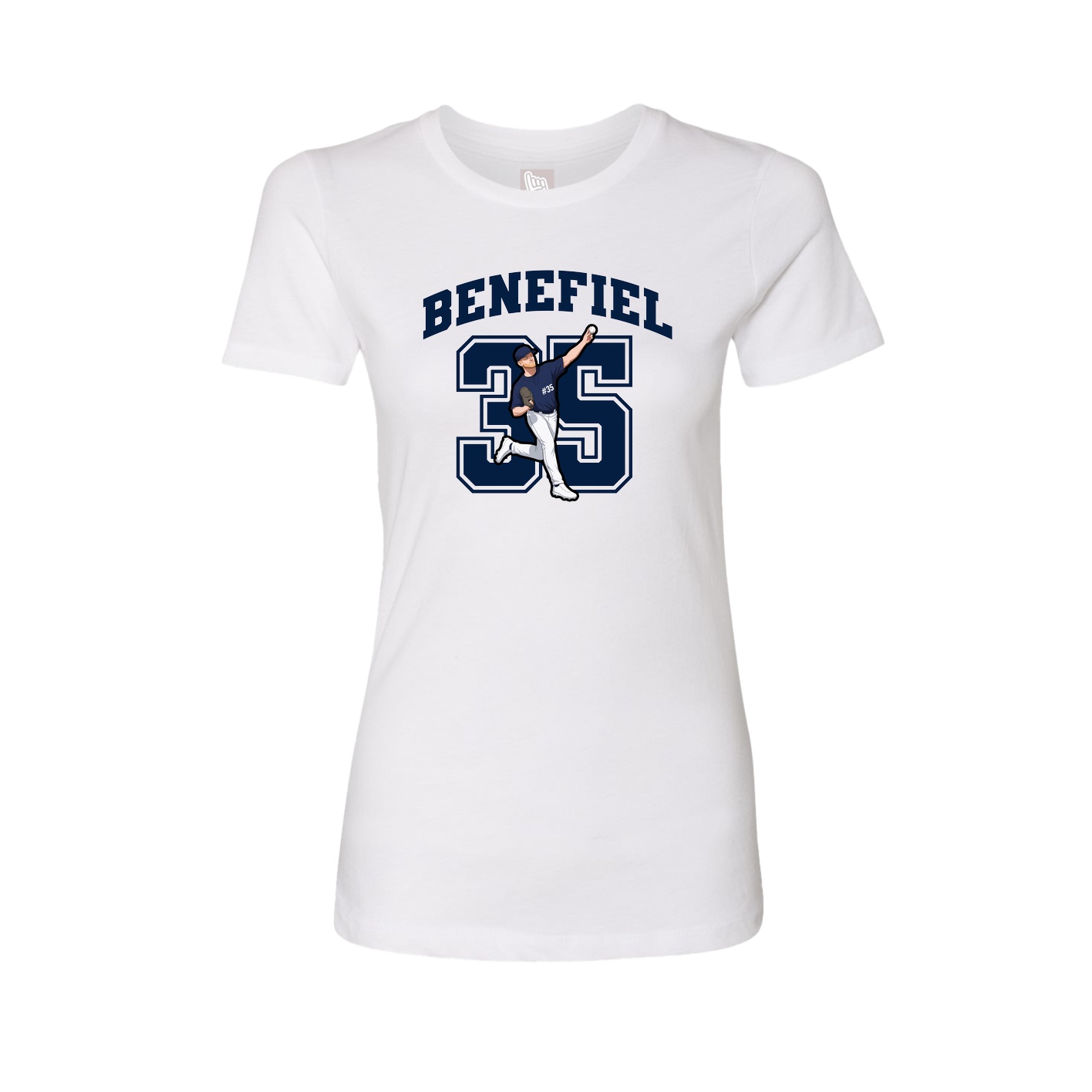 Fitted Women's Tee — Number in White