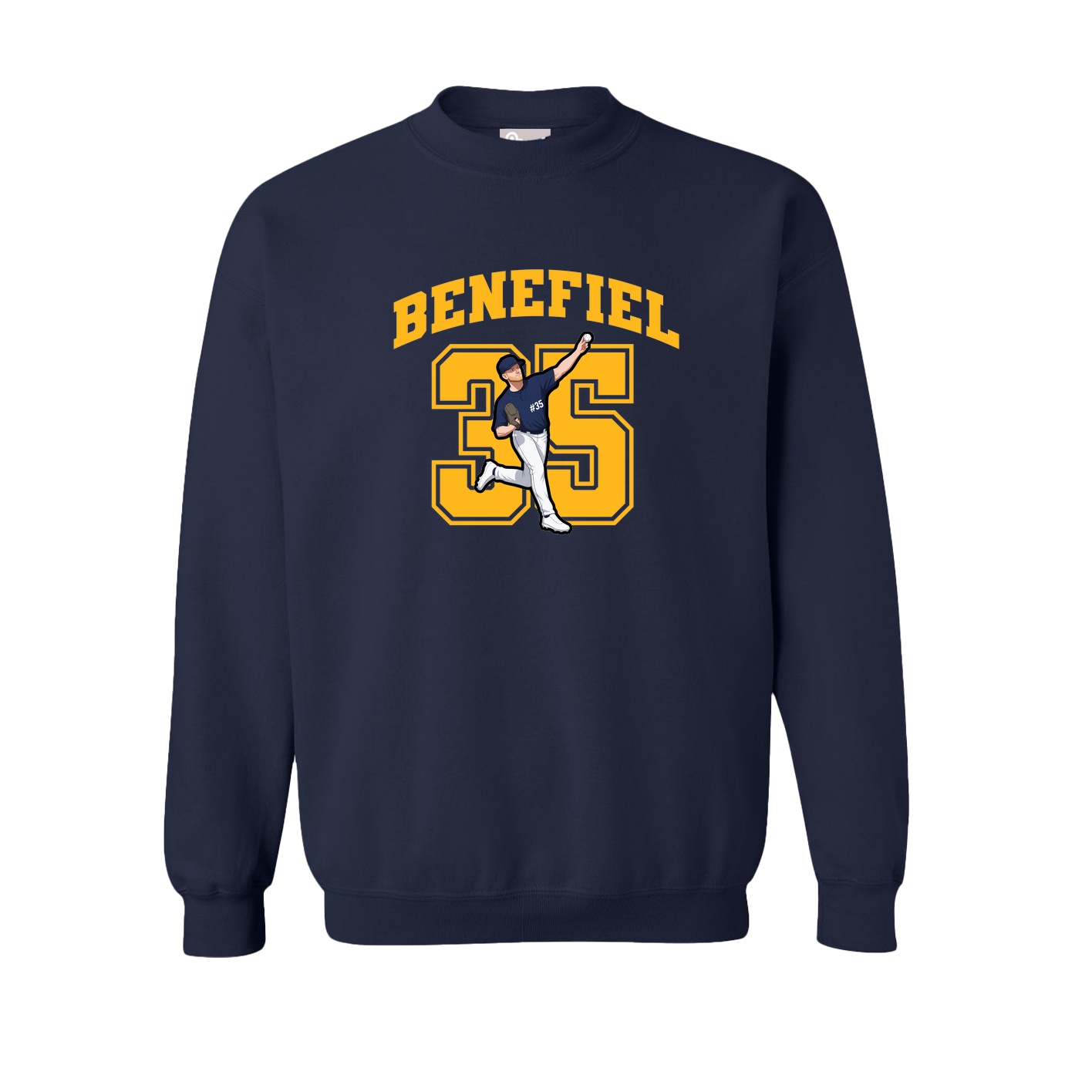 Fleece Crew — Number in Navy