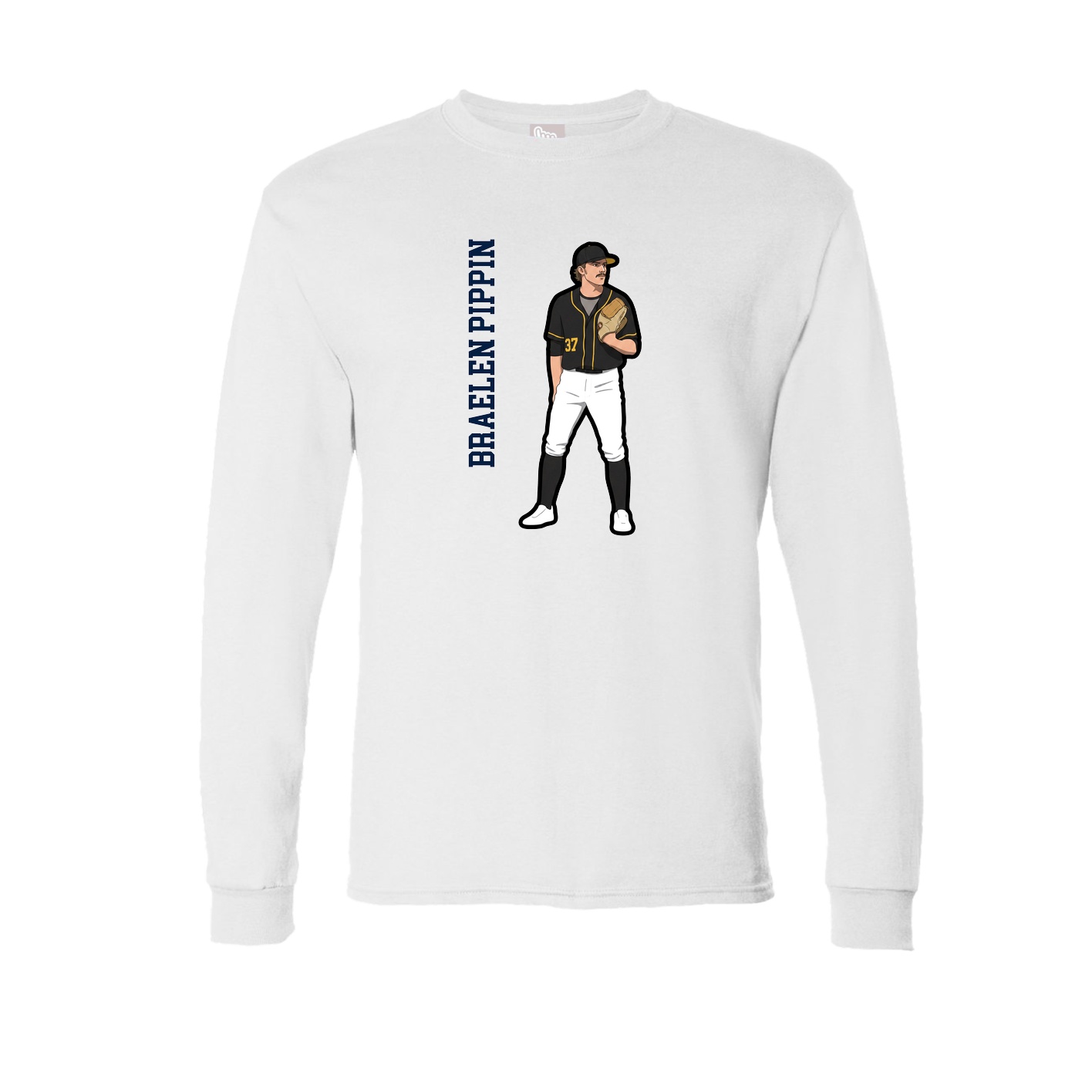 Long Sleeve Tee — Name Vertical in White