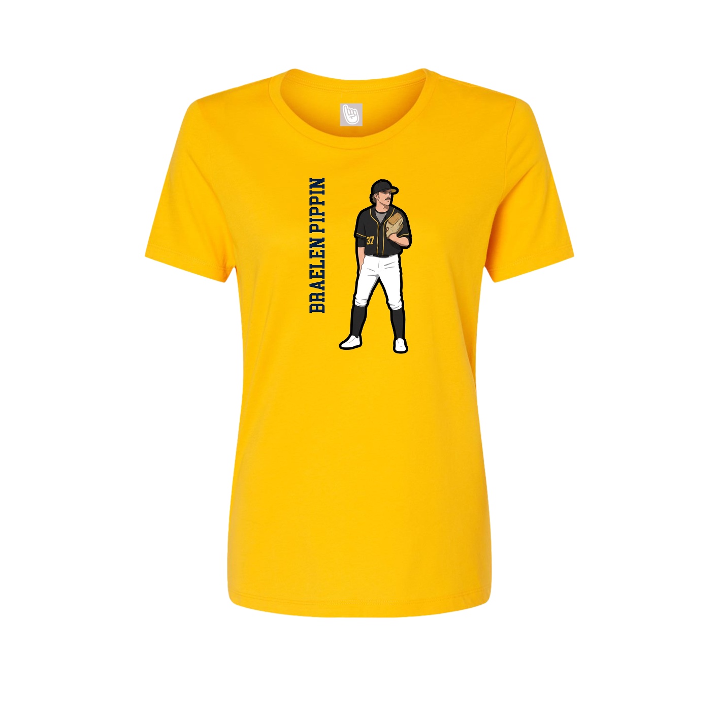 Fitted Women's Tee — Name Vertical in Gold