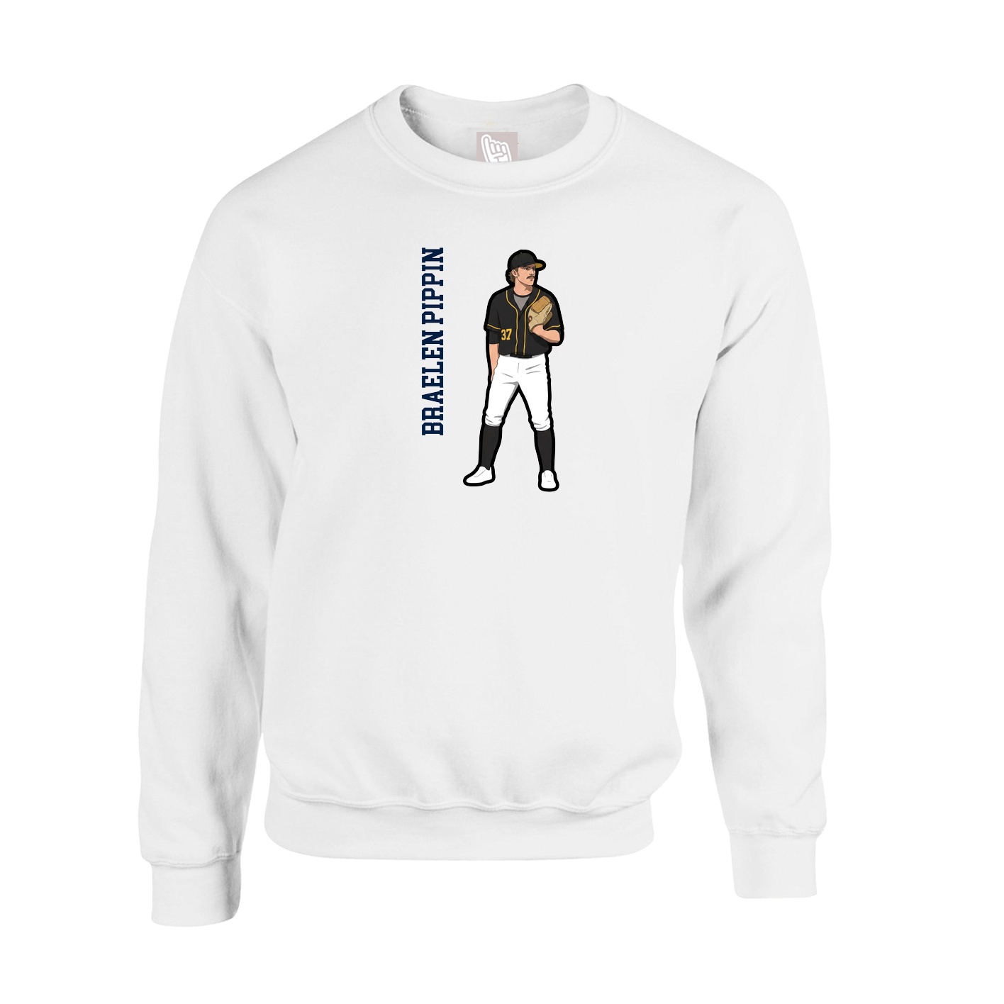 Fleece Crew — Name Vertical in White