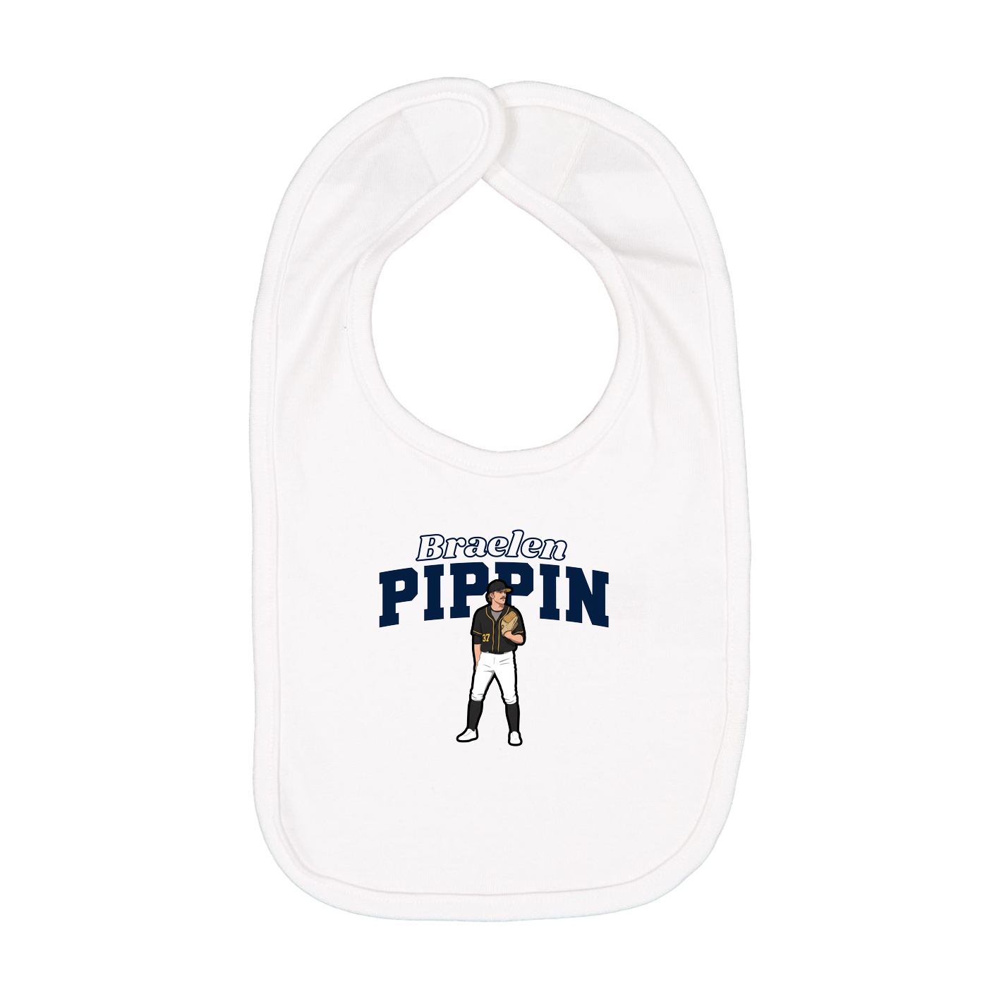Infant Bib — Name Arch in White