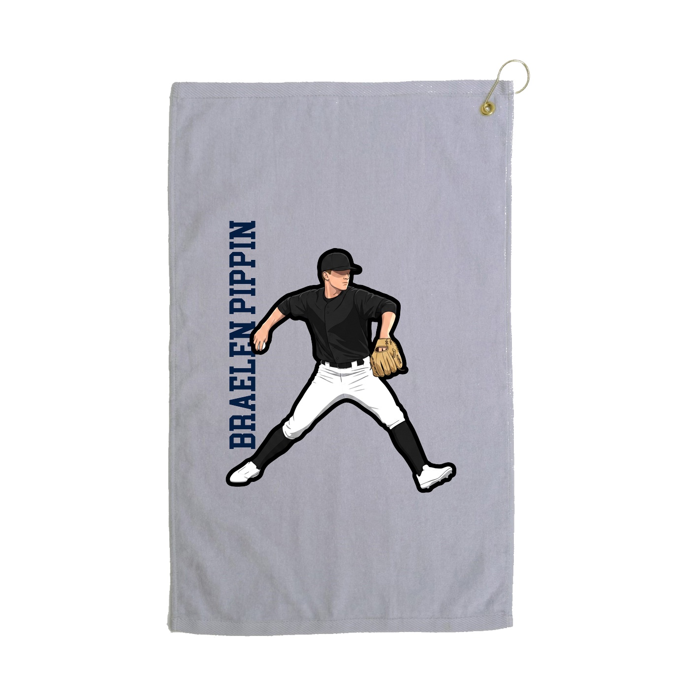 Golf Towel — Name Vertical in Grey