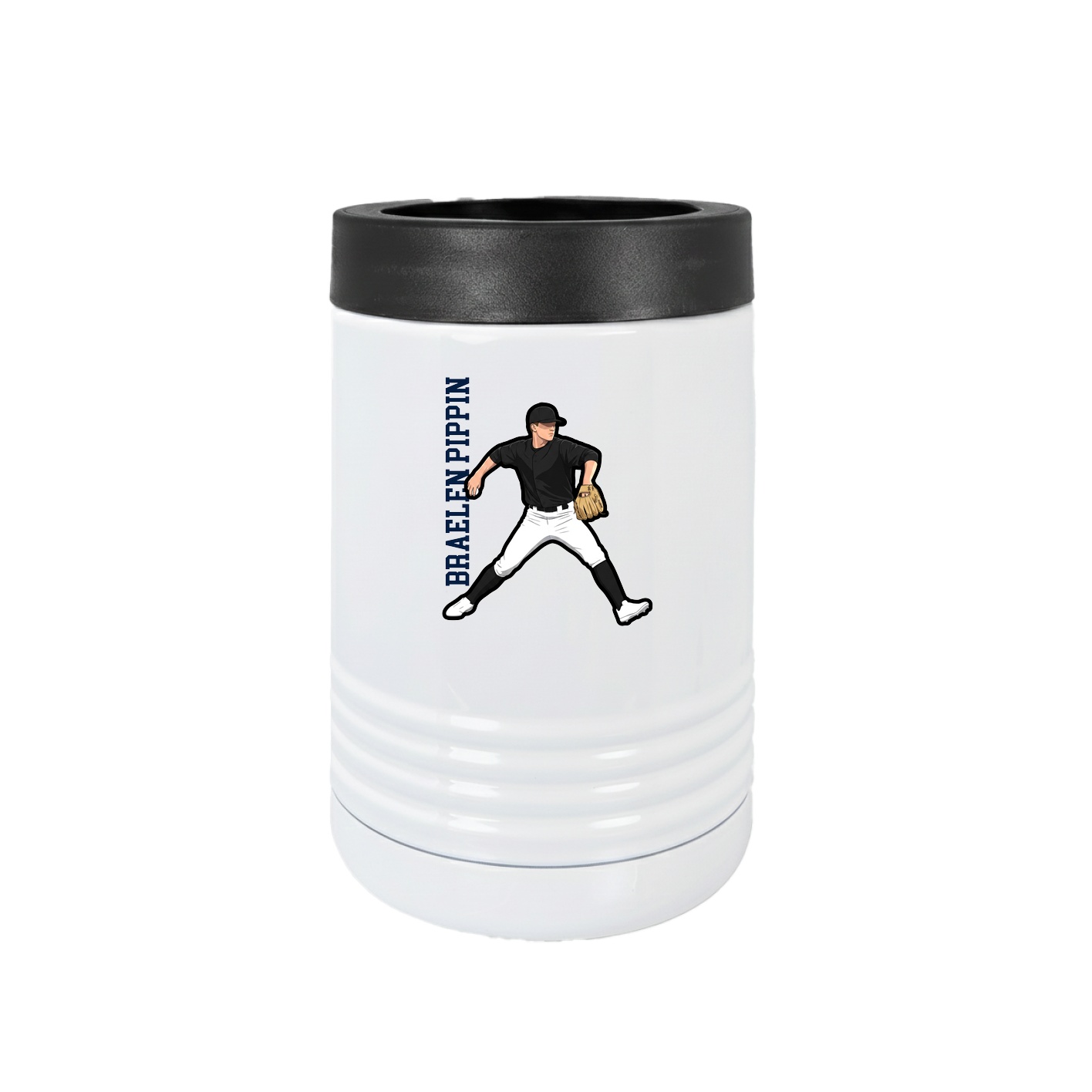 Beverage Holder — Name Vertical in White
