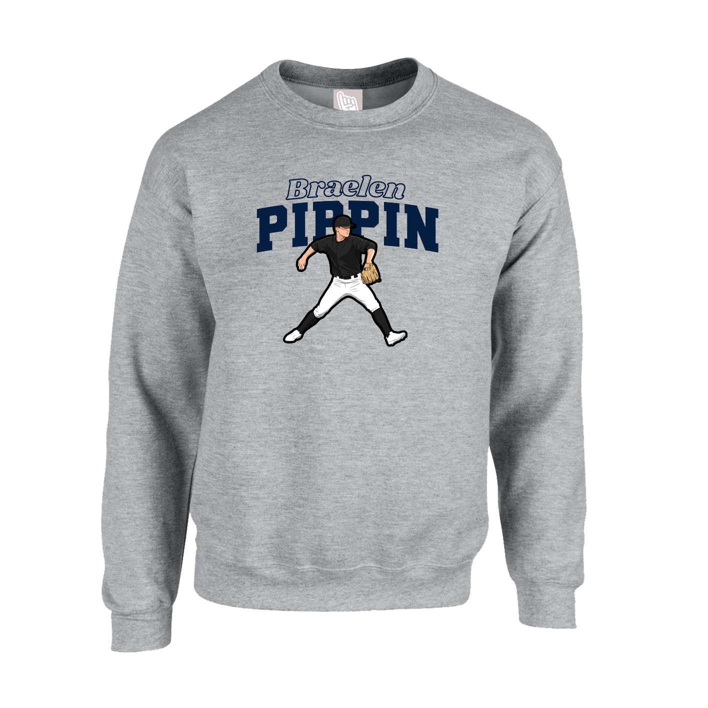 Fleece Crew — Name Arch in Grey