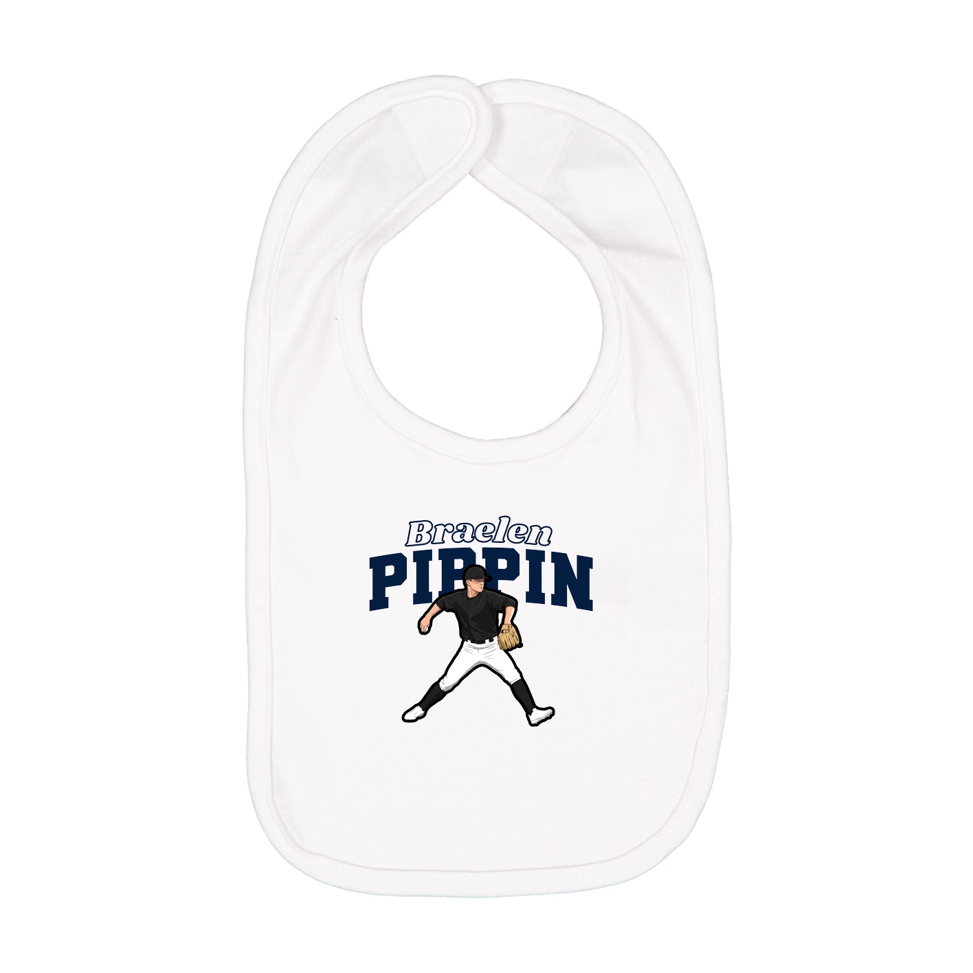 Infant Bib — Name Arch in White