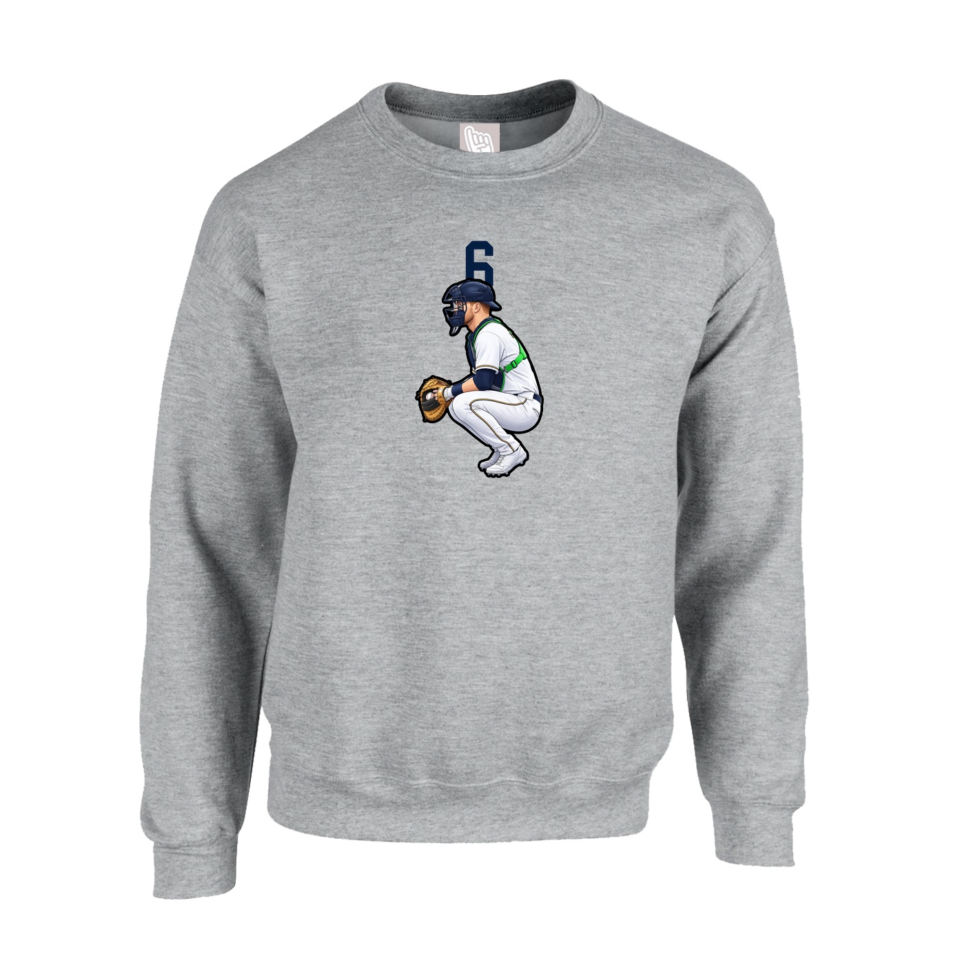 Fleece Crew — Number Top in Grey