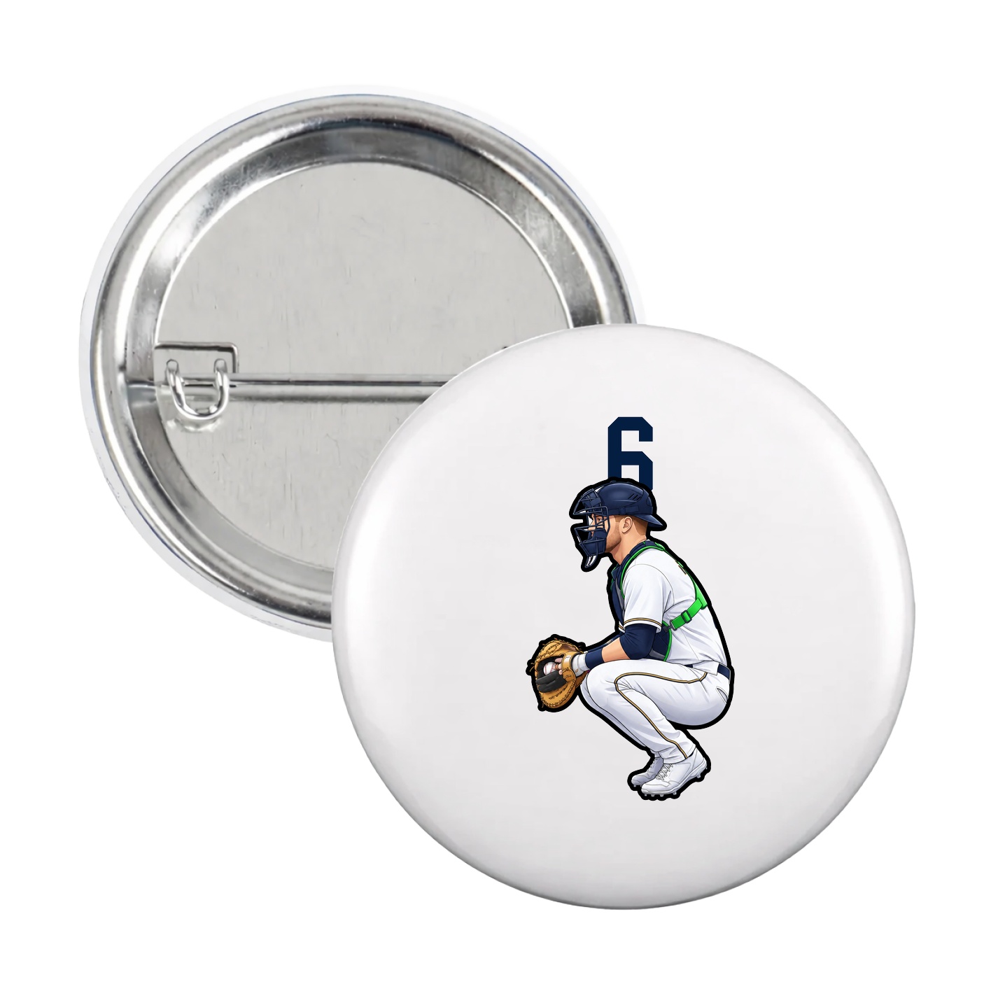 Game Day Button — Number Top in White
