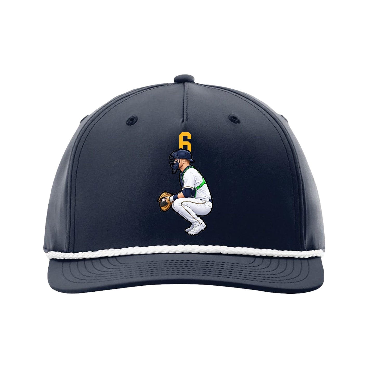 Five-Panel Classic Rope Cap — Number Top in Navy
