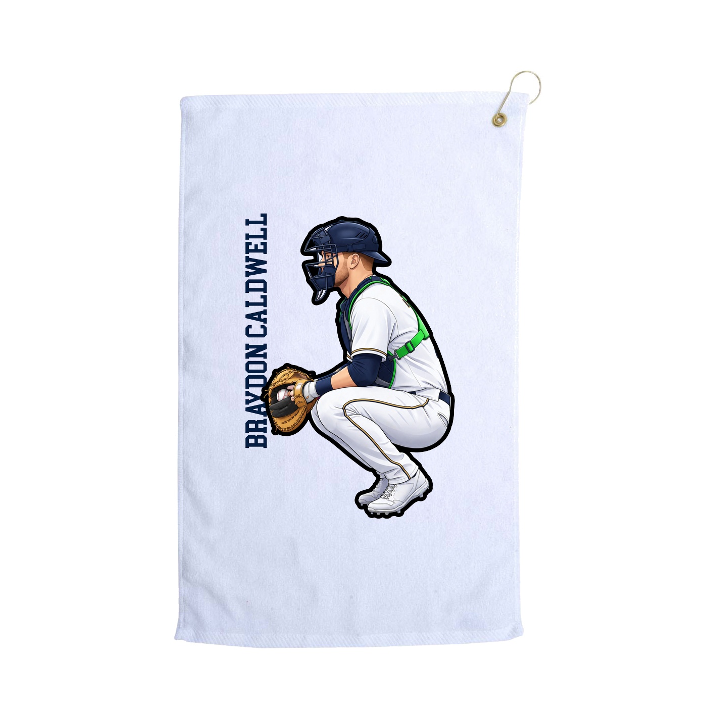 Golf Towel — Name Vertical in White