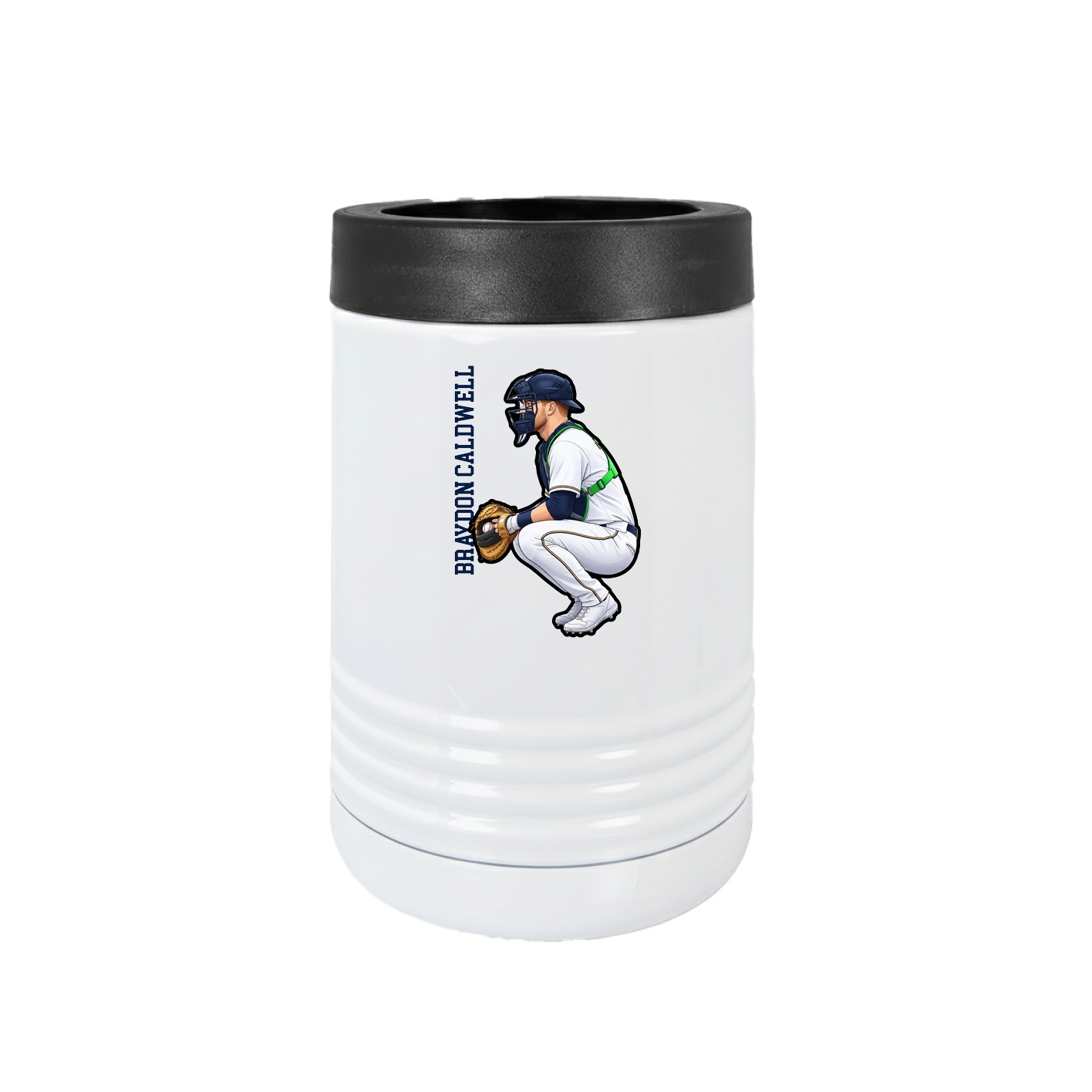 Beverage Holder — Name Vertical in White