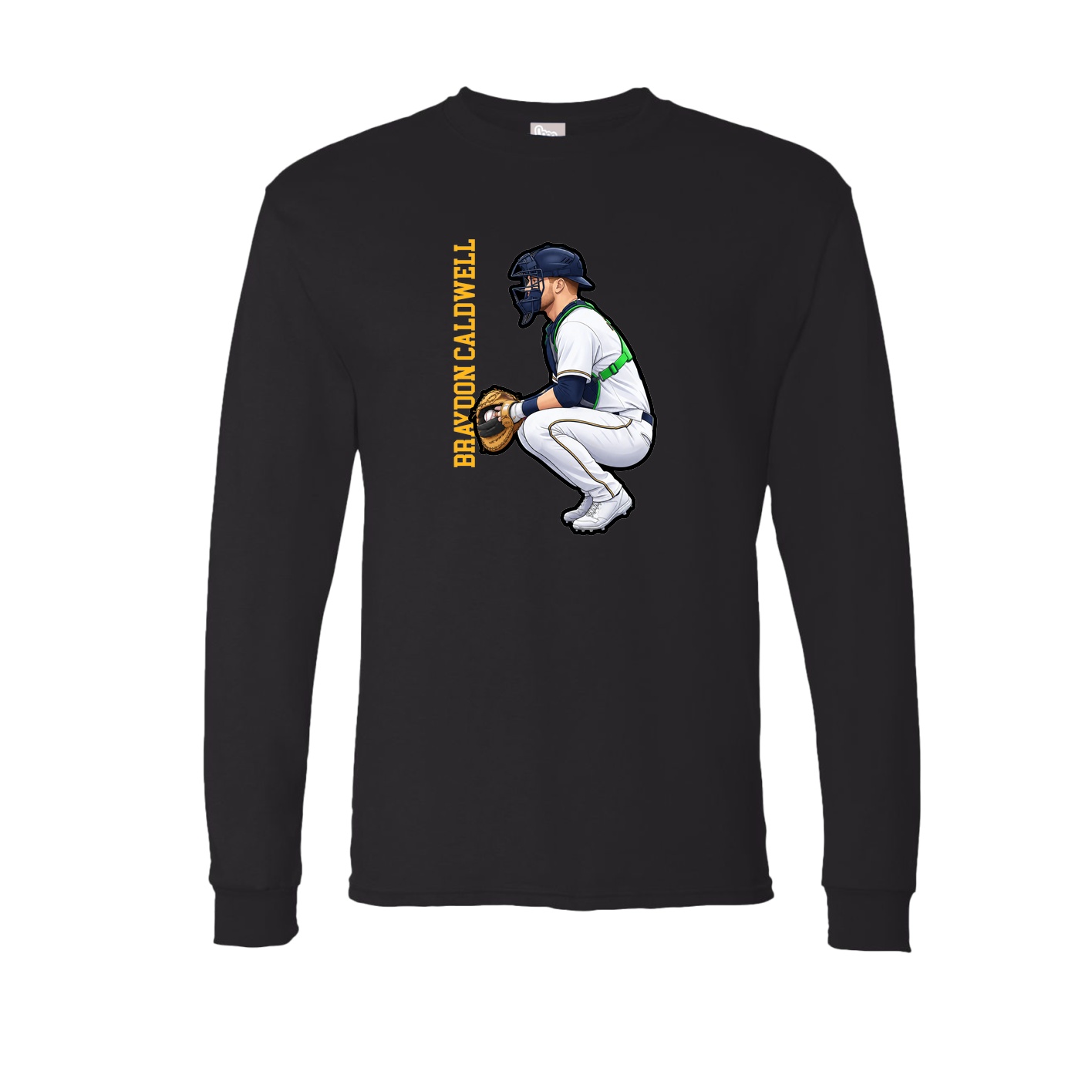 Long Sleeve Tee — Name Vertical in Black