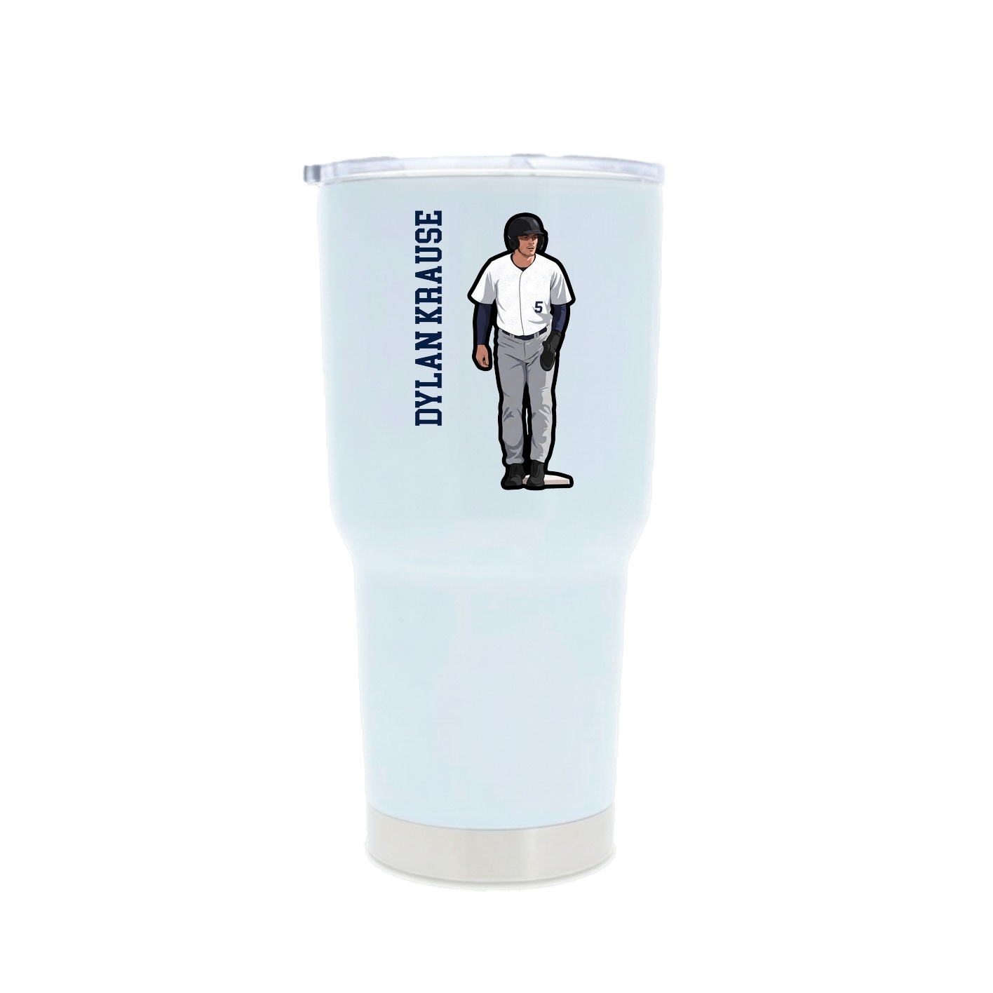 30oz Stainless Steel Tumbler — Name Vertical in White