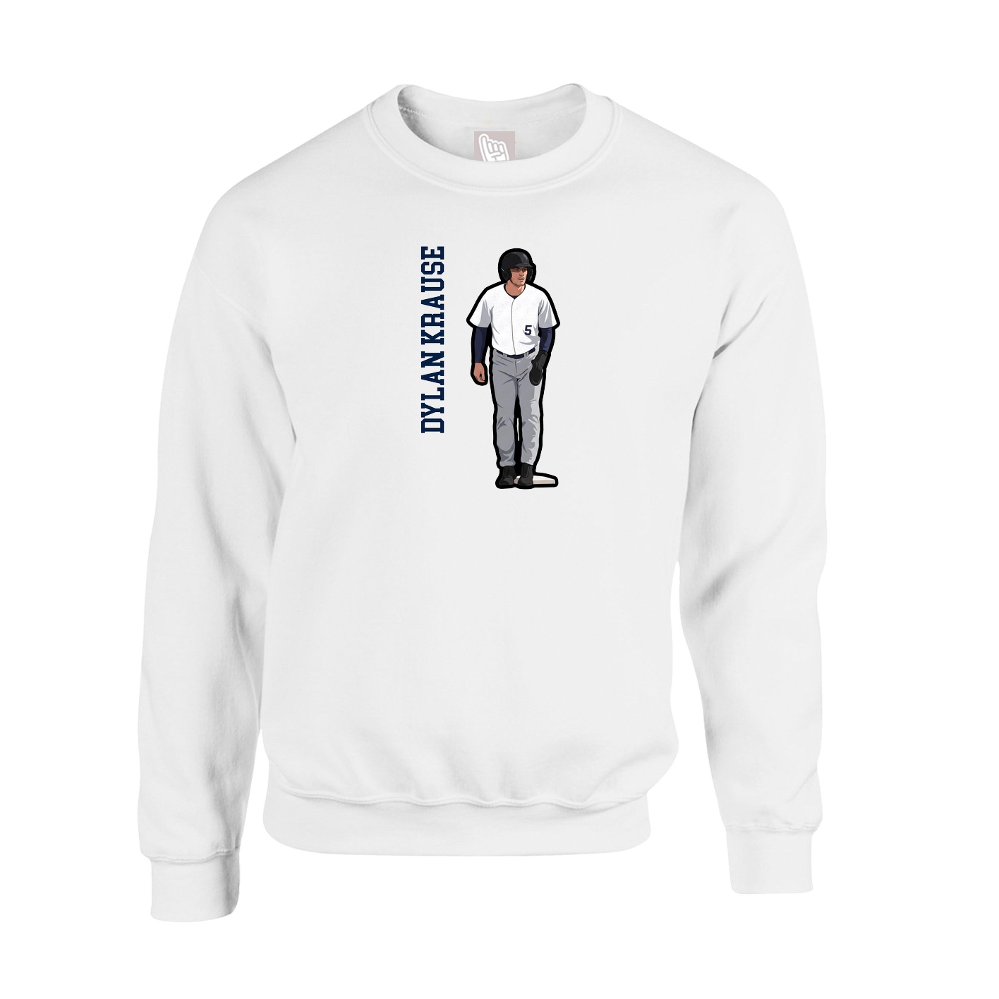Fleece Crew — Name Vertical in White