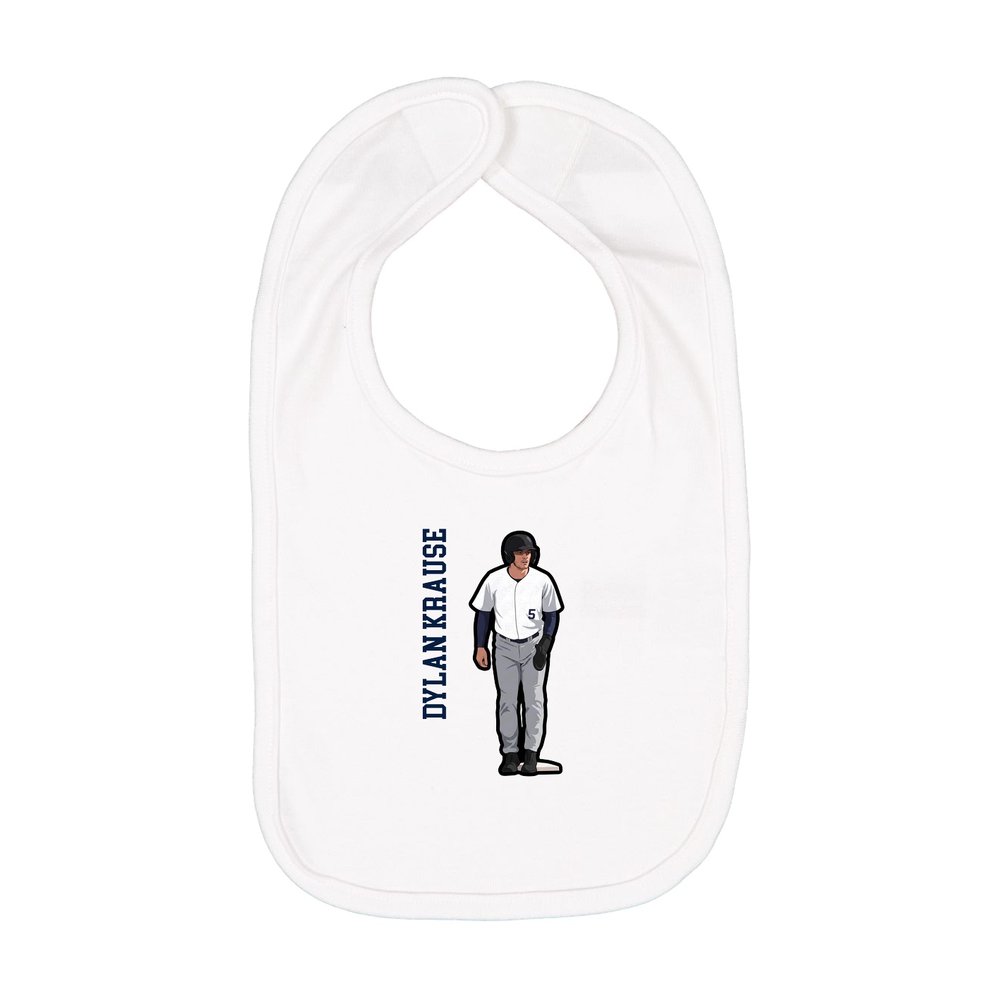 Infant Bib — Name Vertical in White