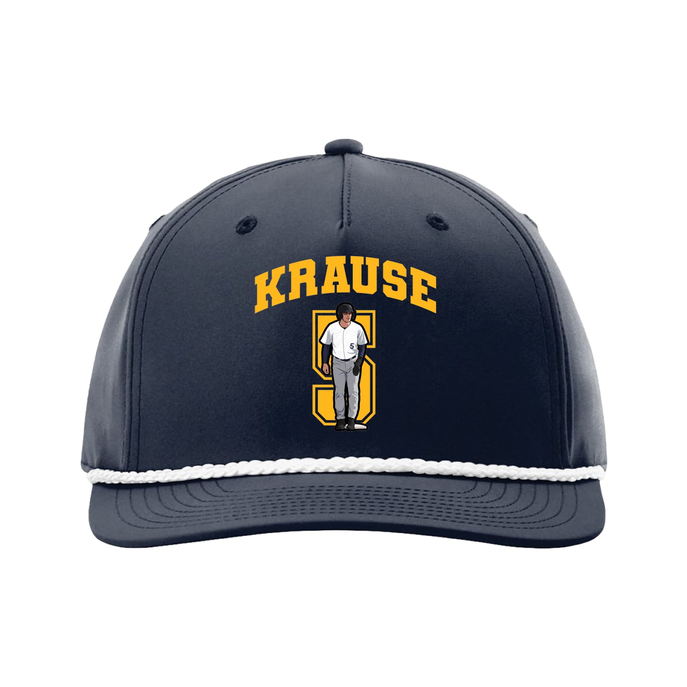 Five-Panel Classic Rope Cap — Number in Navy