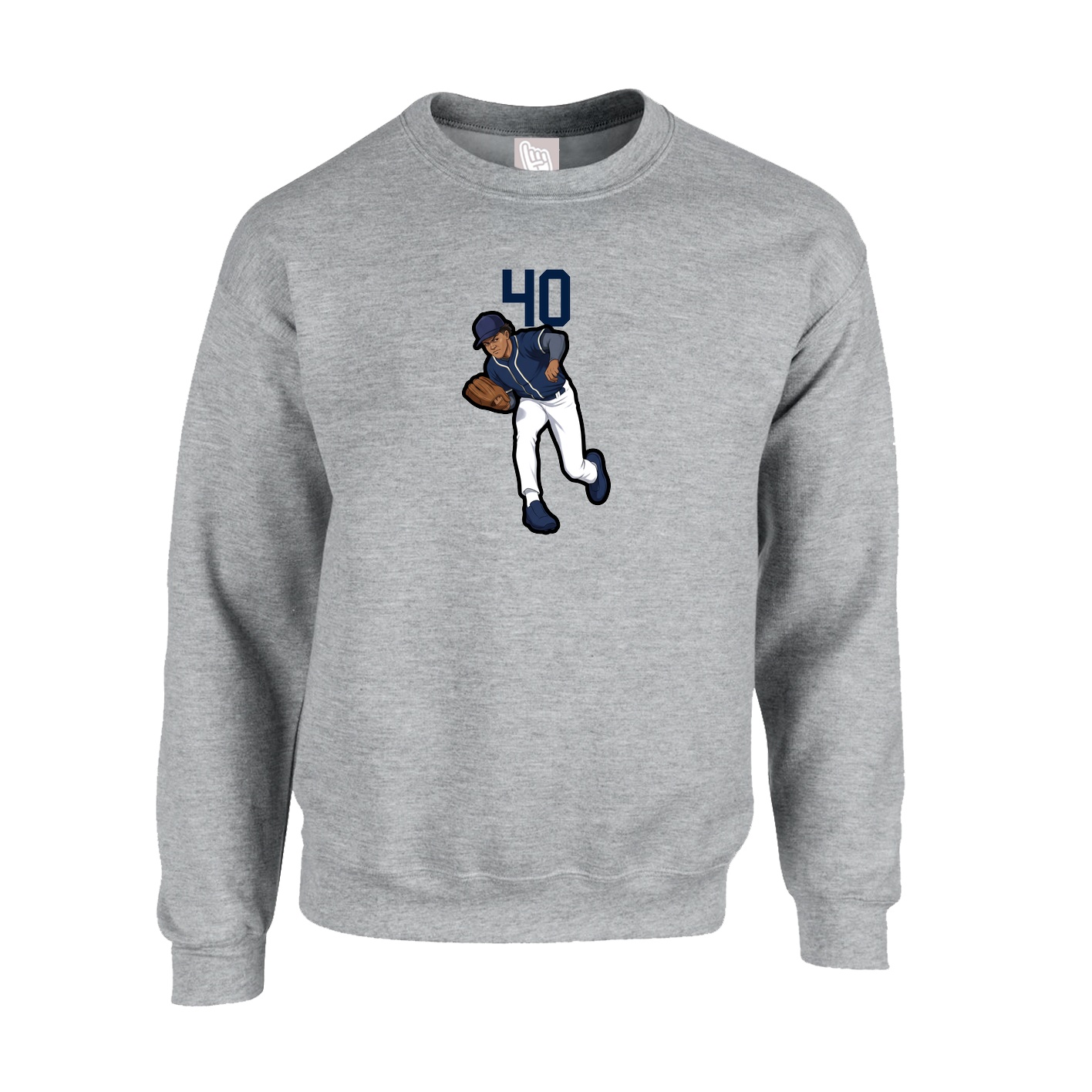 Fleece Crew — Number Top in Grey