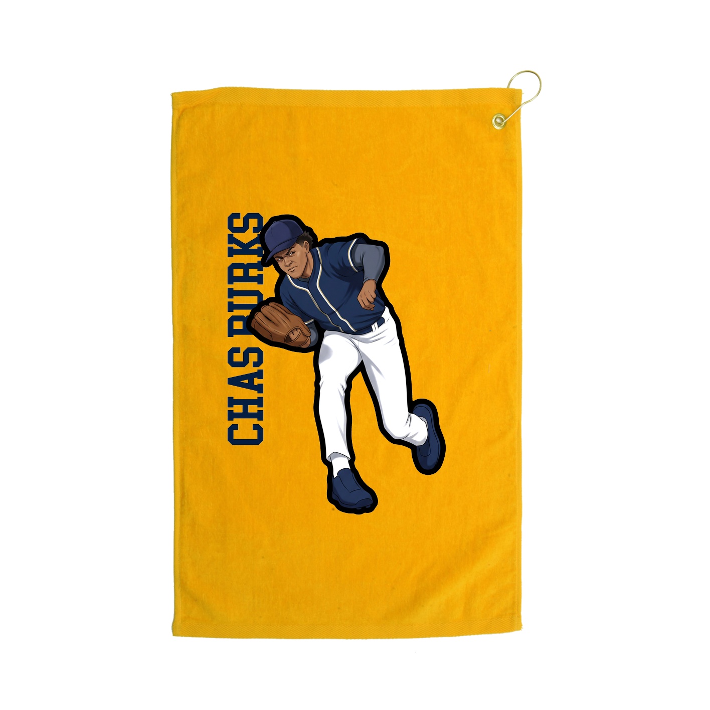 Golf Towel — Name Vertical in Gold