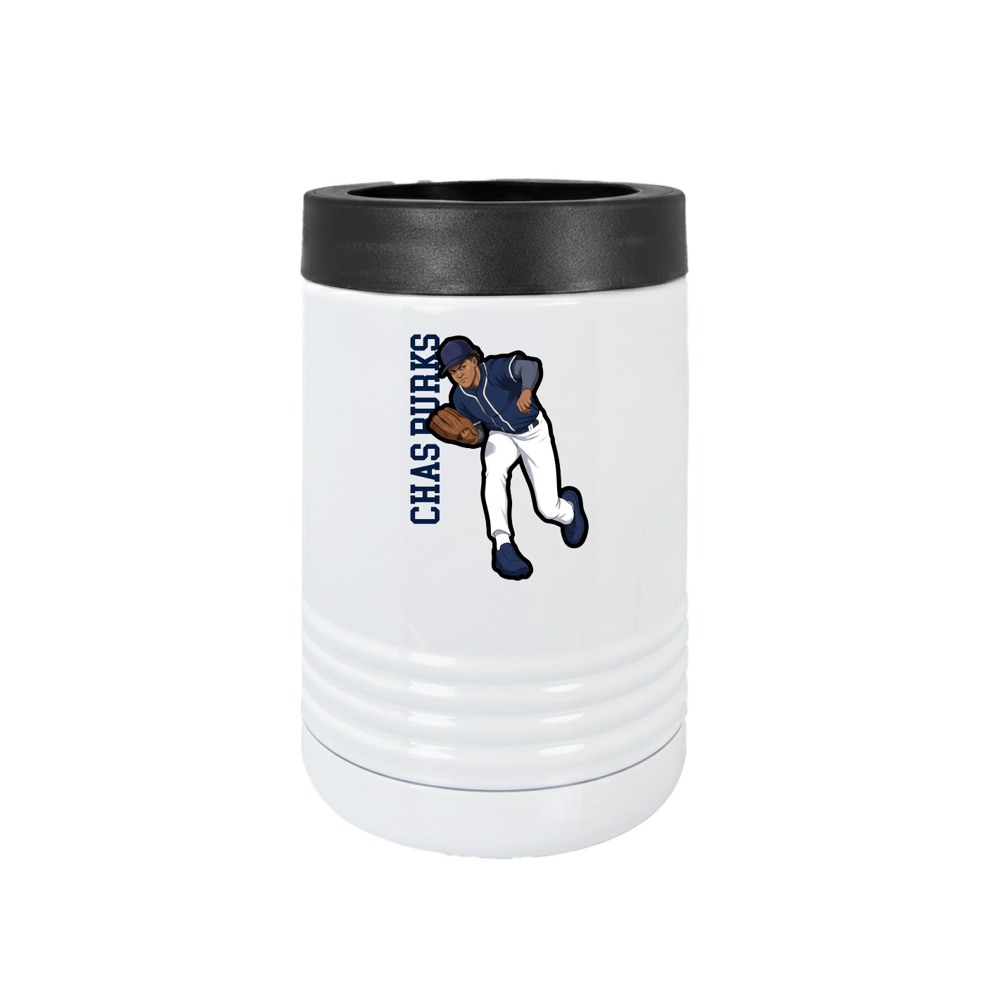 Beverage Holder — Name Vertical in White