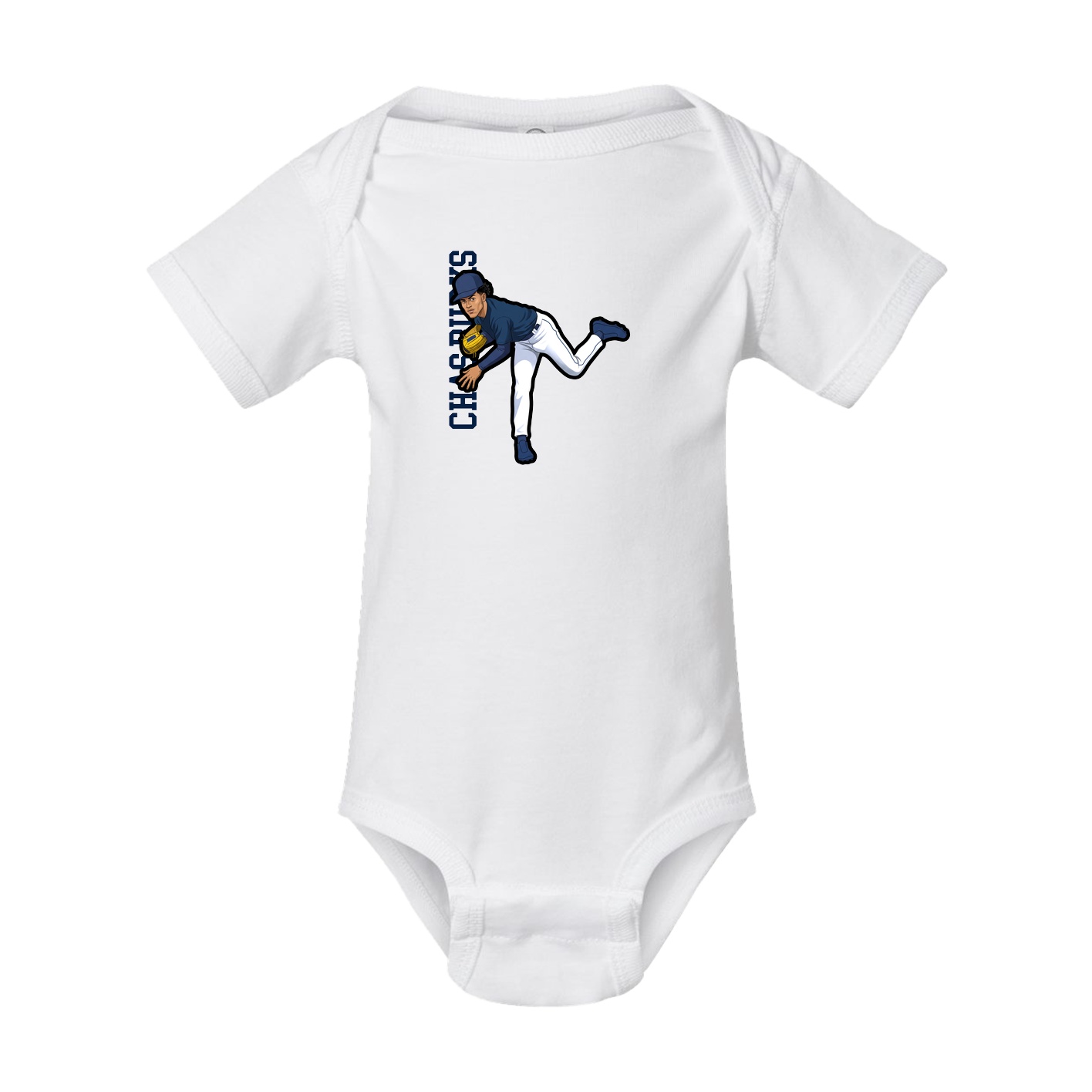 Baby Onesie — Name Vertical in White