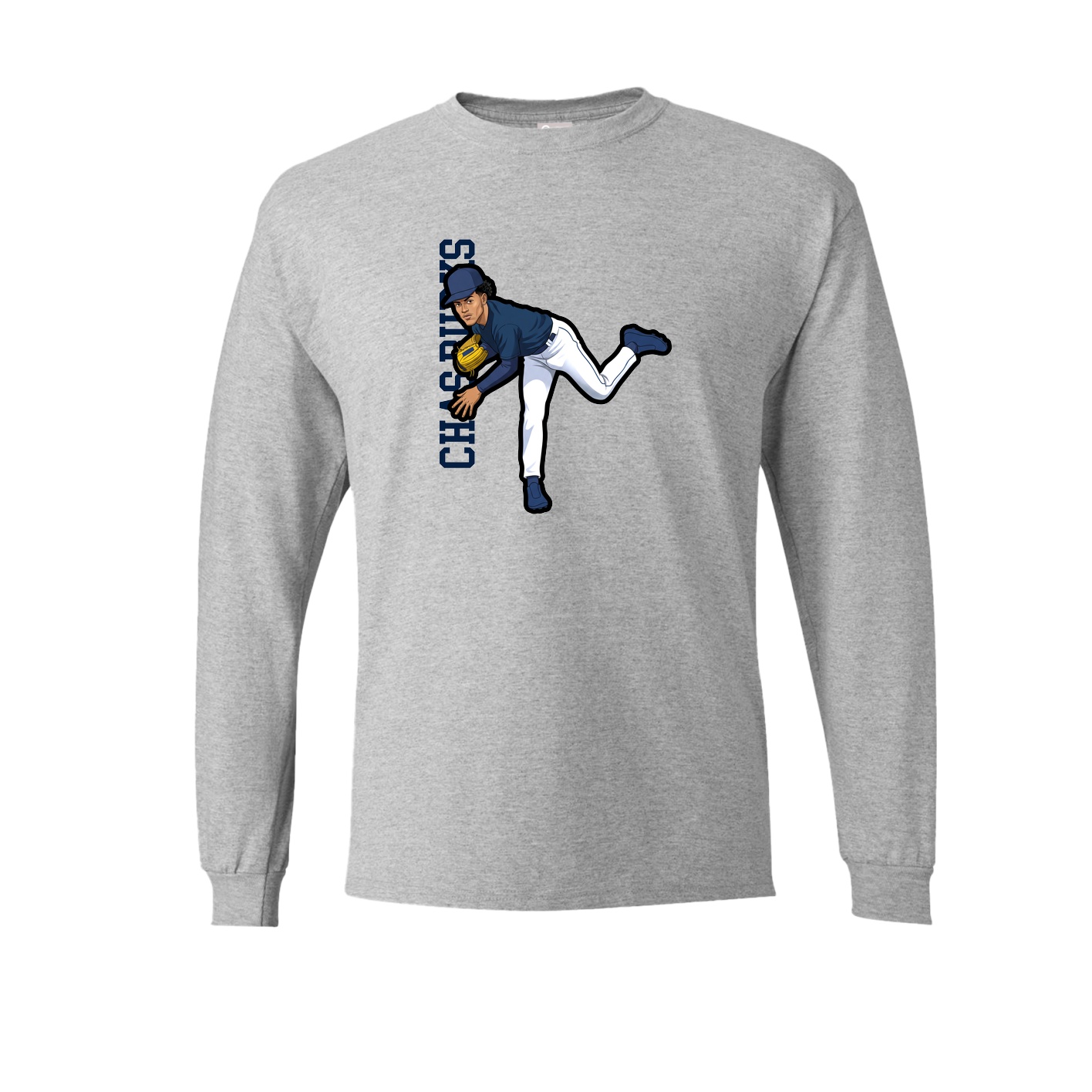 Long Sleeve Tee — Name Vertical in Grey
