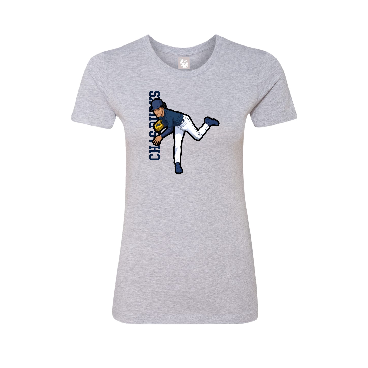 Fitted Women's Tee — Name Vertical in Grey