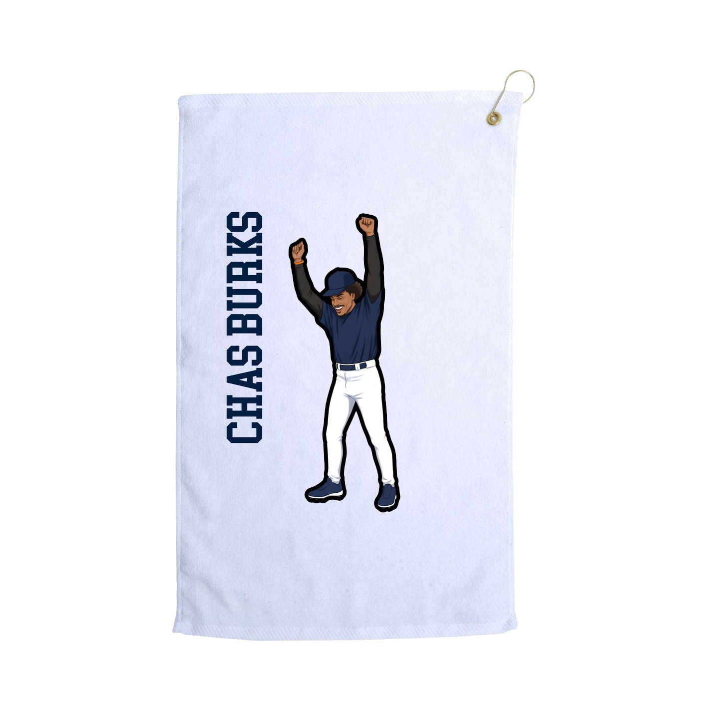 Golf Towel — Name Vertical in White