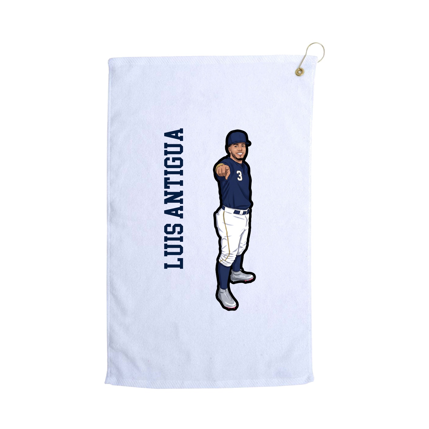 Golf Towel — Name Vertical in White