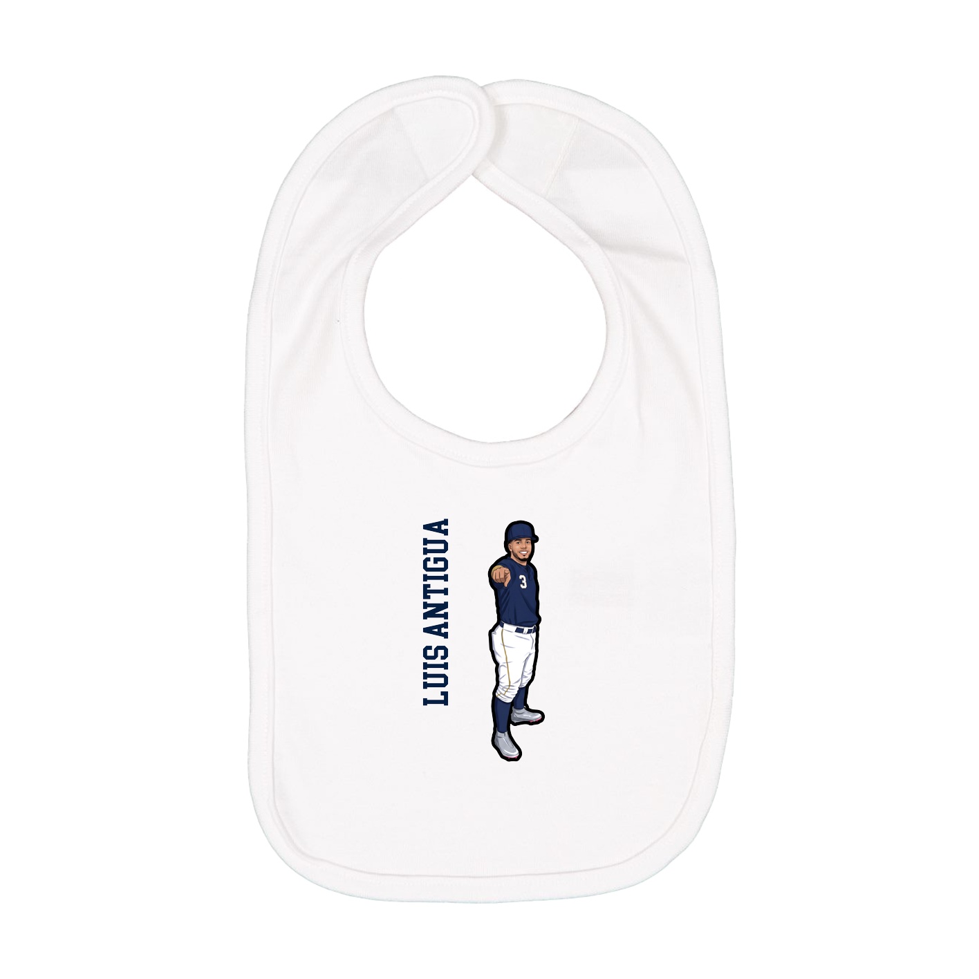 Infant Bib — Name Vertical in White