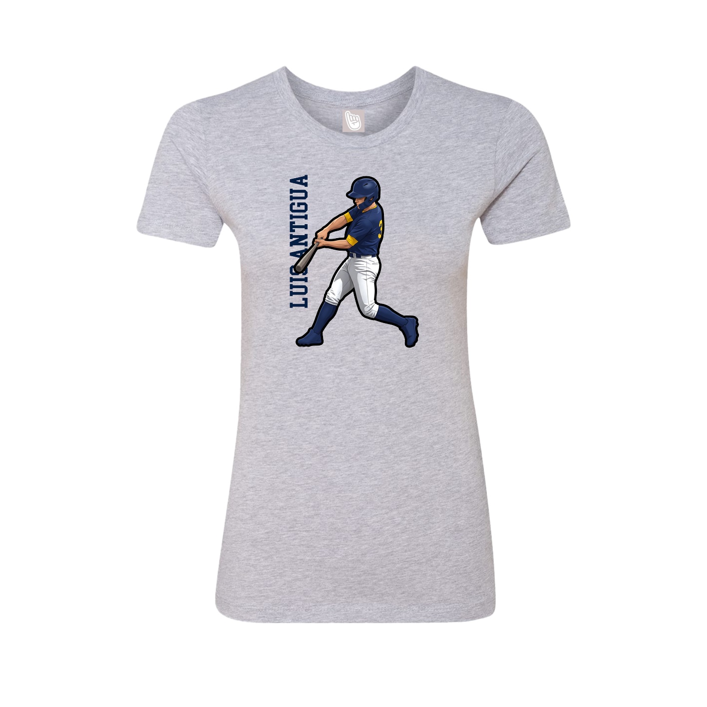 Womens Tee — Name Vertical in Grey