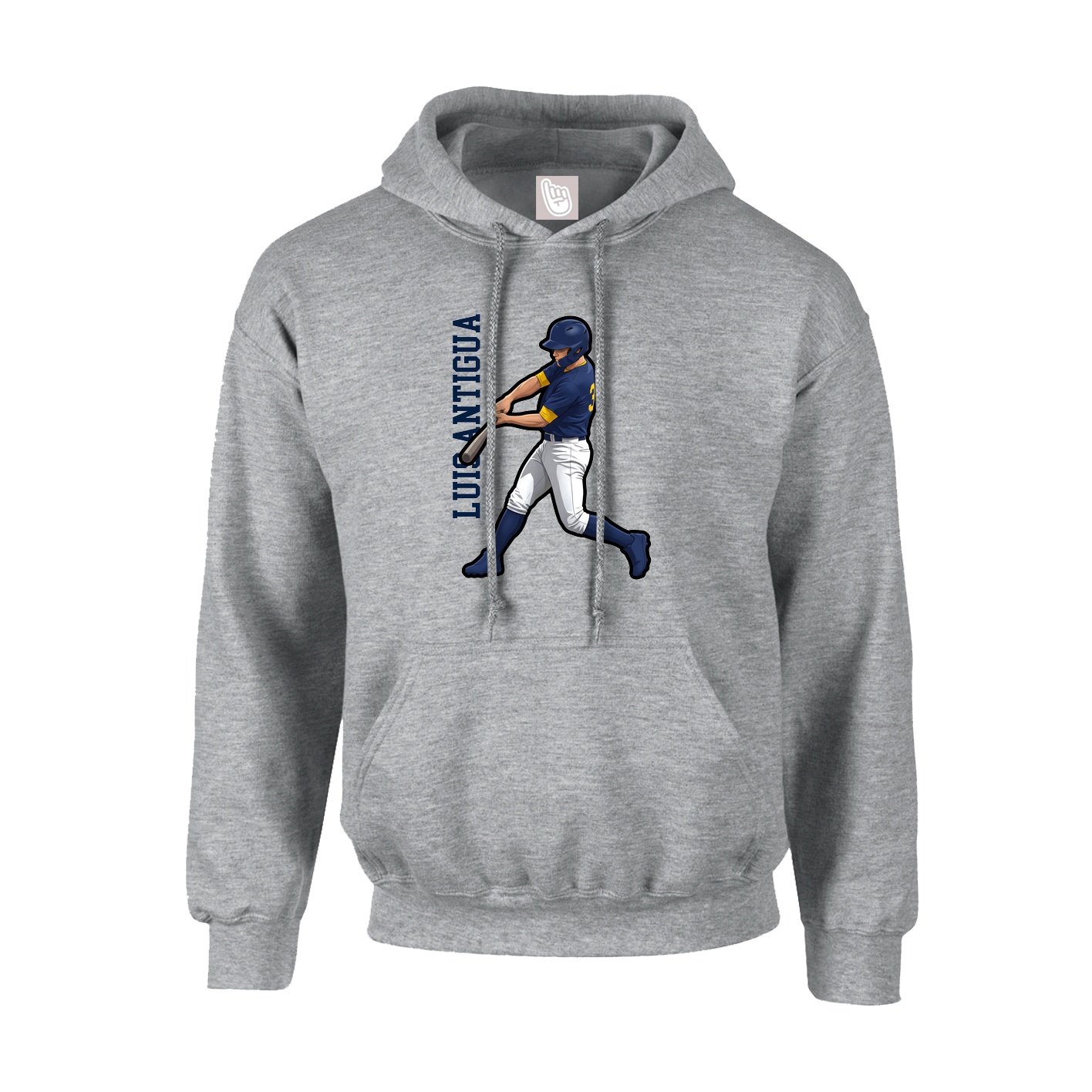 Youth Hoodie — Name Vertical in Grey