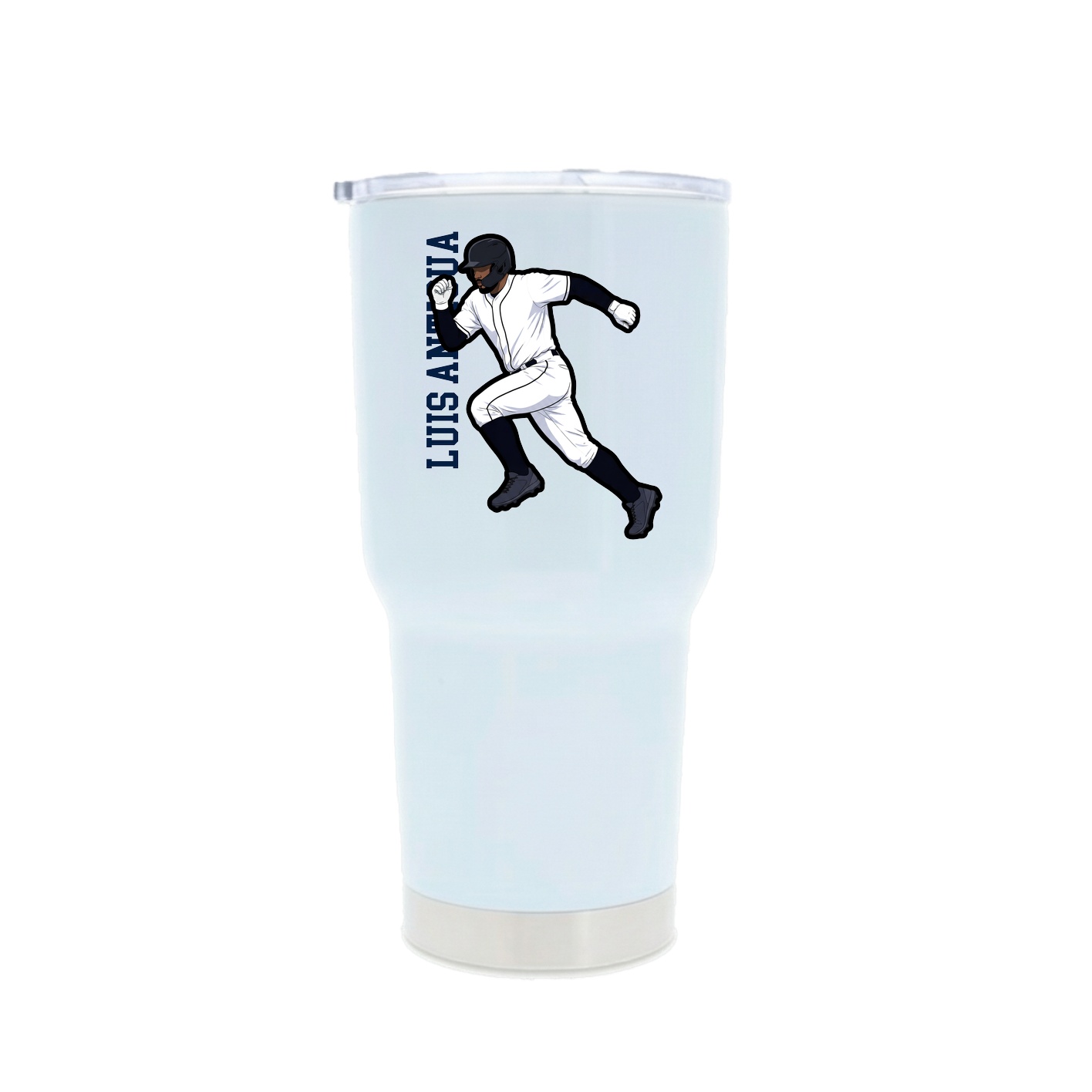 30oz Stainless Steel Tumbler — Name Vertical in White