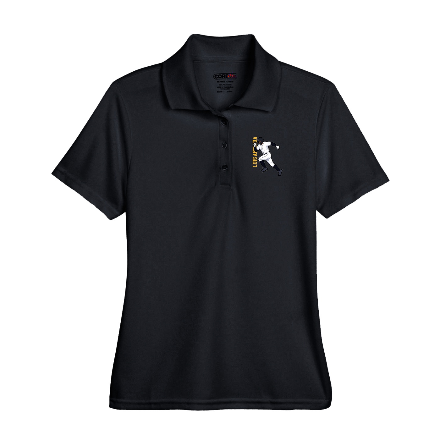 Performance Polo — Name Vertical in Black