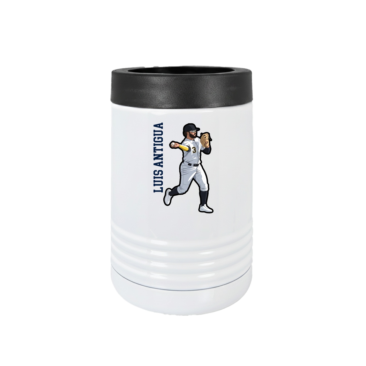 Beverage Holder — Name Vertical in White