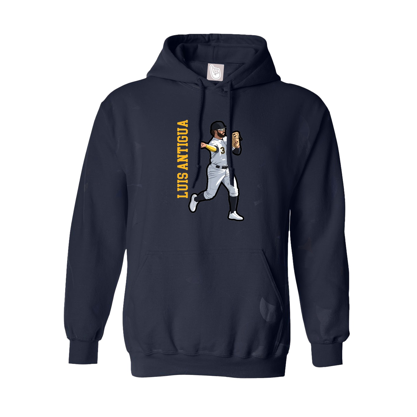 Hoodie — Name Vertical in Navy