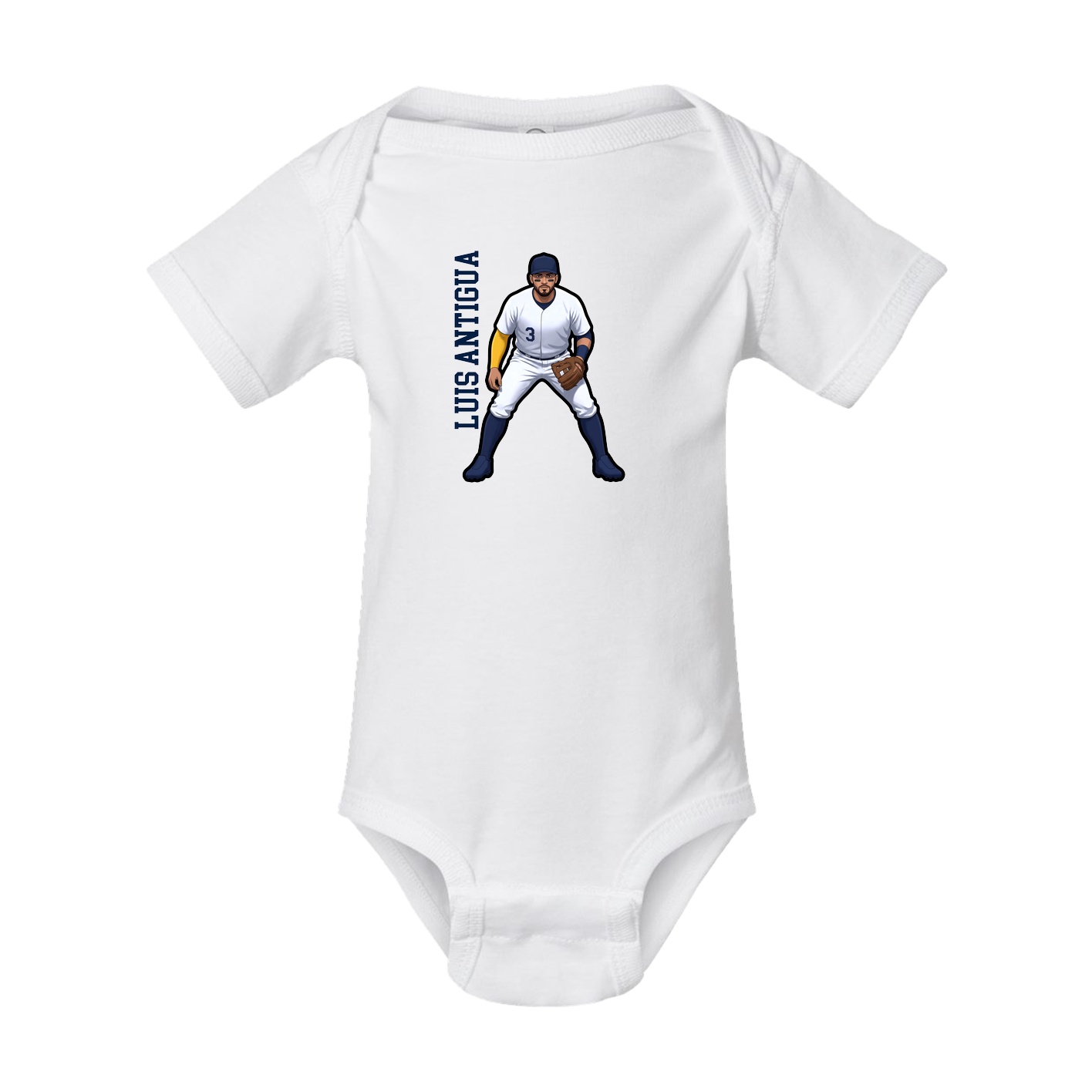 Baby Onesie — Name Vertical in White