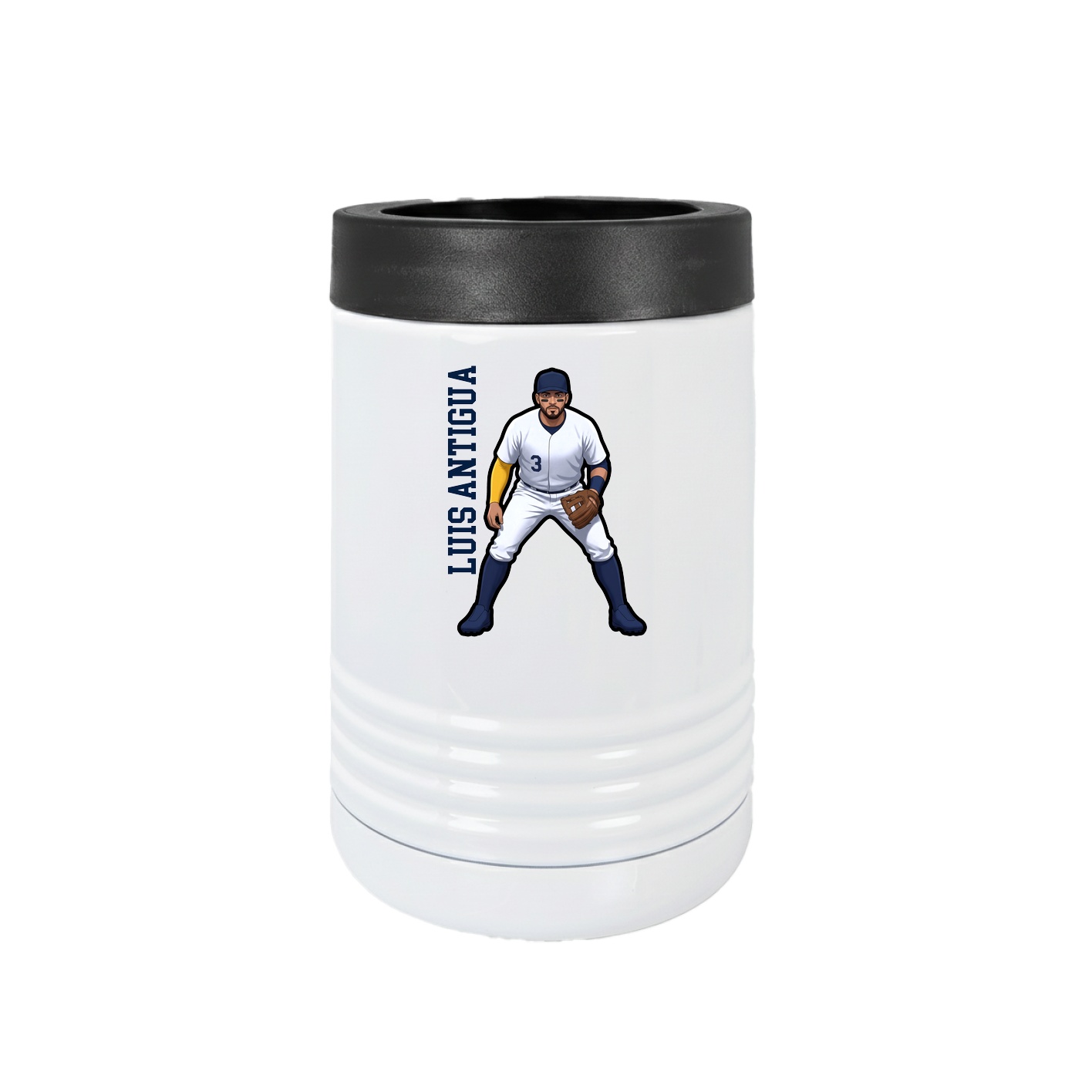 Beverage Holder — Name Vertical in White