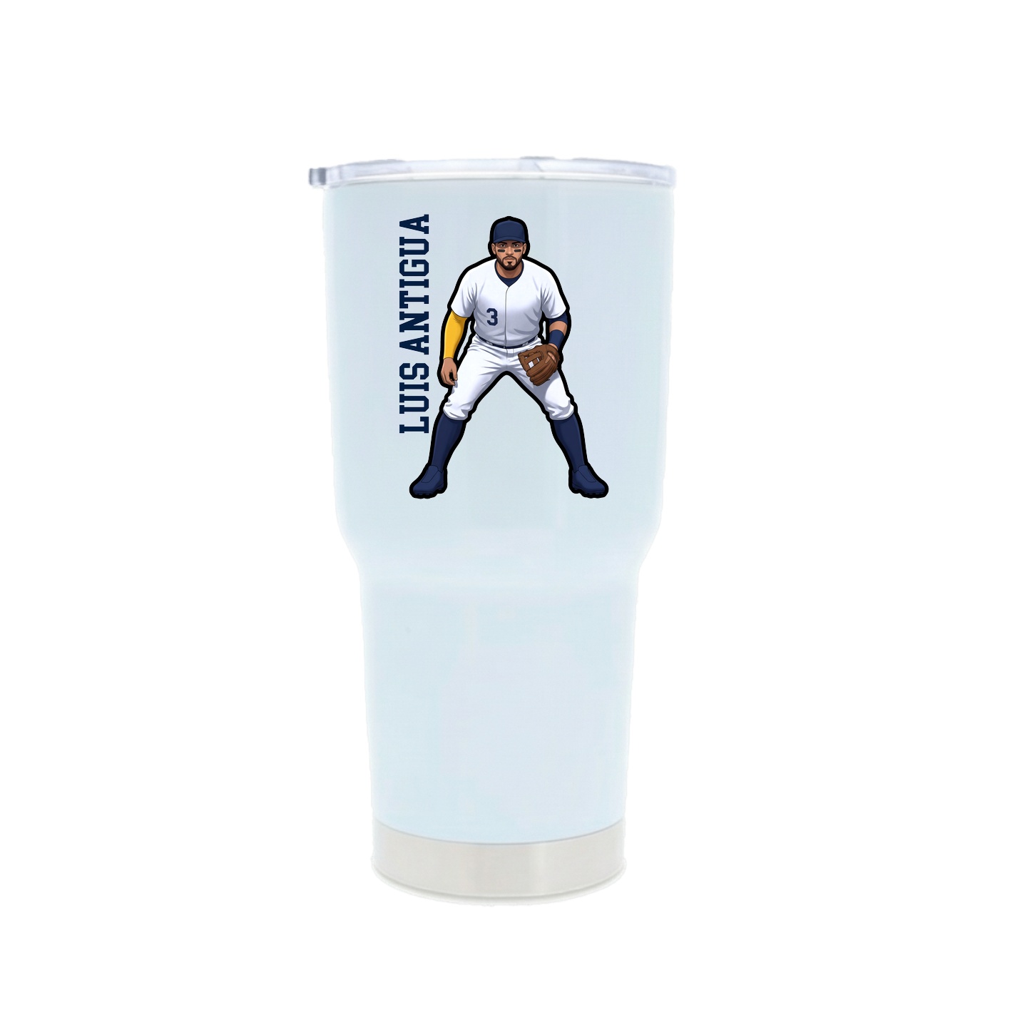 30oz Stainless Steel Tumbler — Name Vertical in White