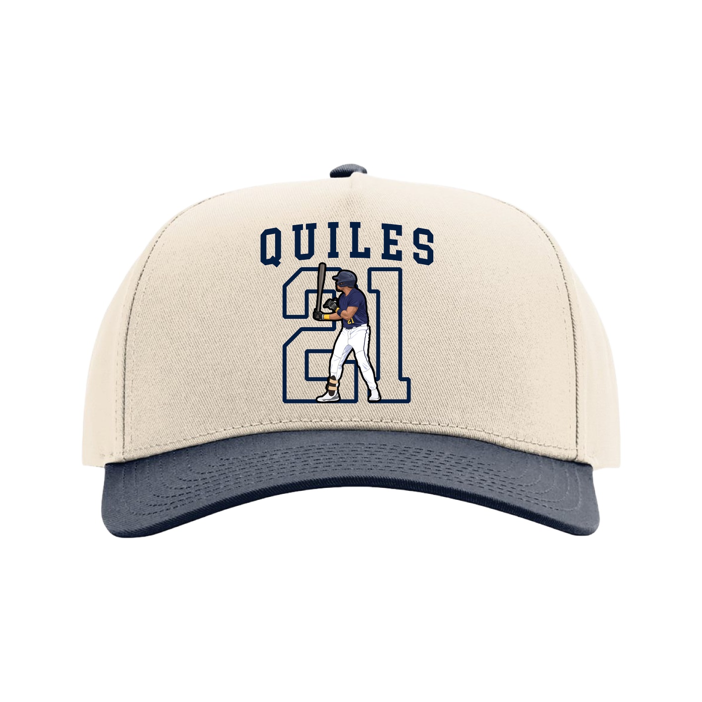 Full Fabric Five-Panel Champ Cap — Shirsey in Cream/Navy