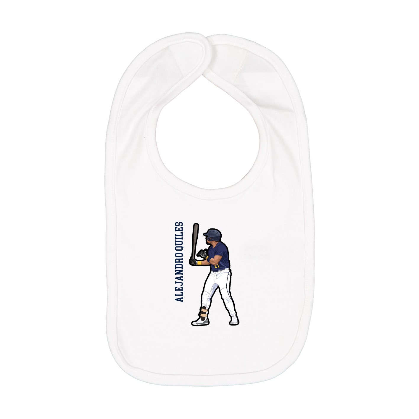 Infant Bib — Name Vertical in White