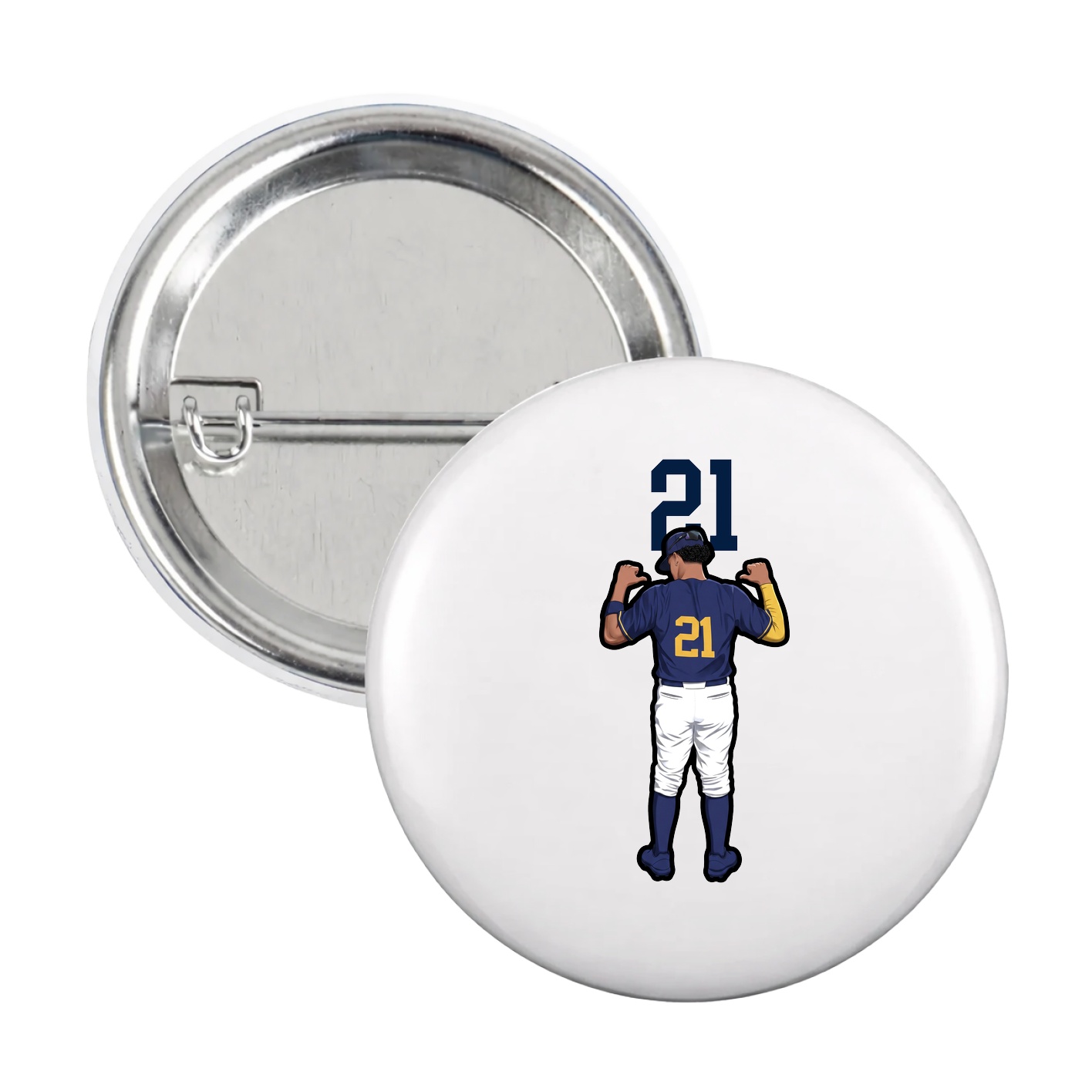 Game Day Button — Number Top in White
