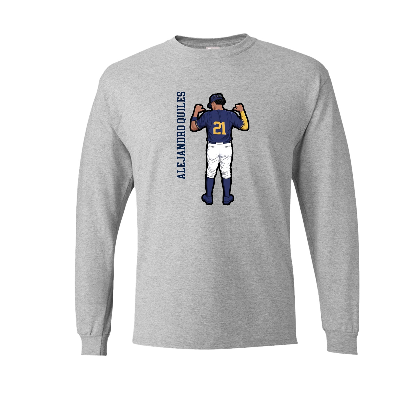 Long Sleeve Tee — Name Vertical in Grey
