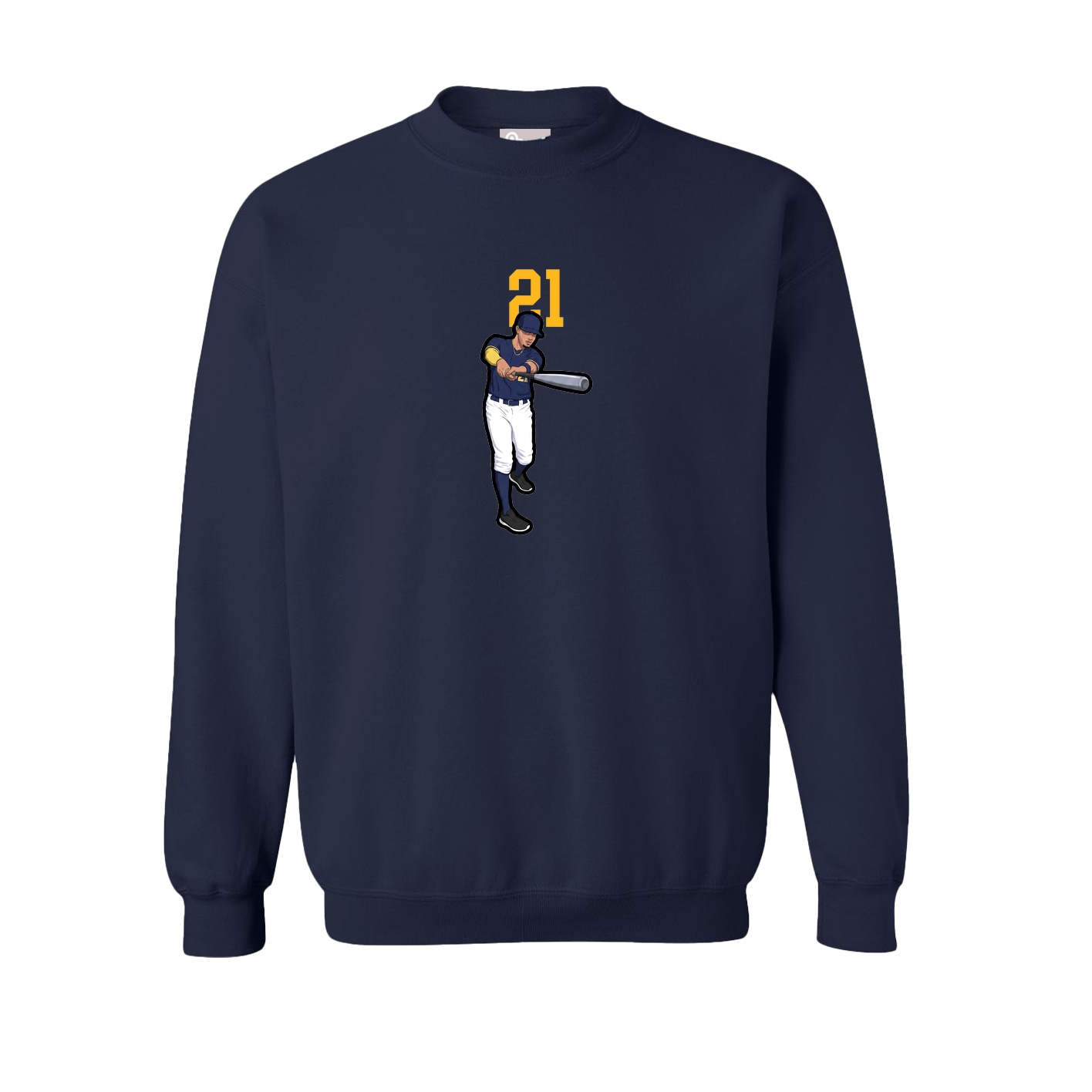 Fleece Crew — Number Top in Navy