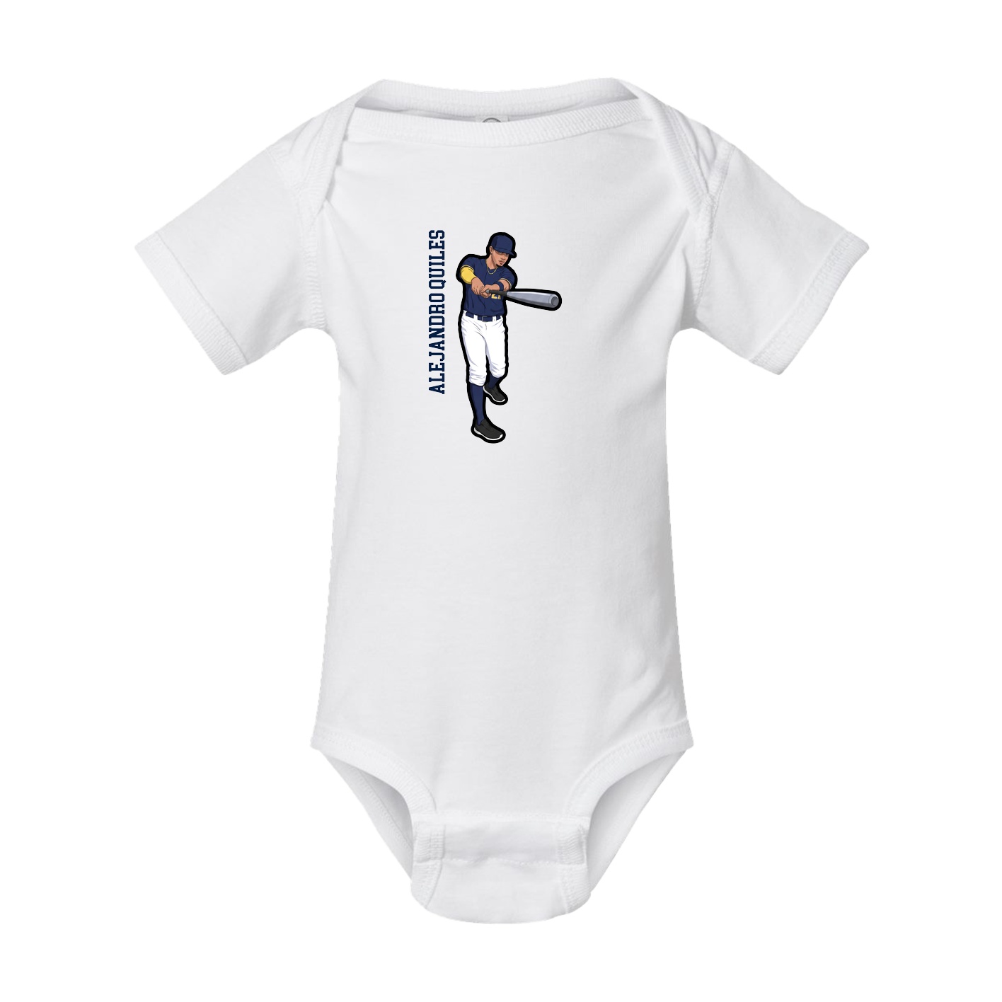 Baby Onesie — Name Vertical in White